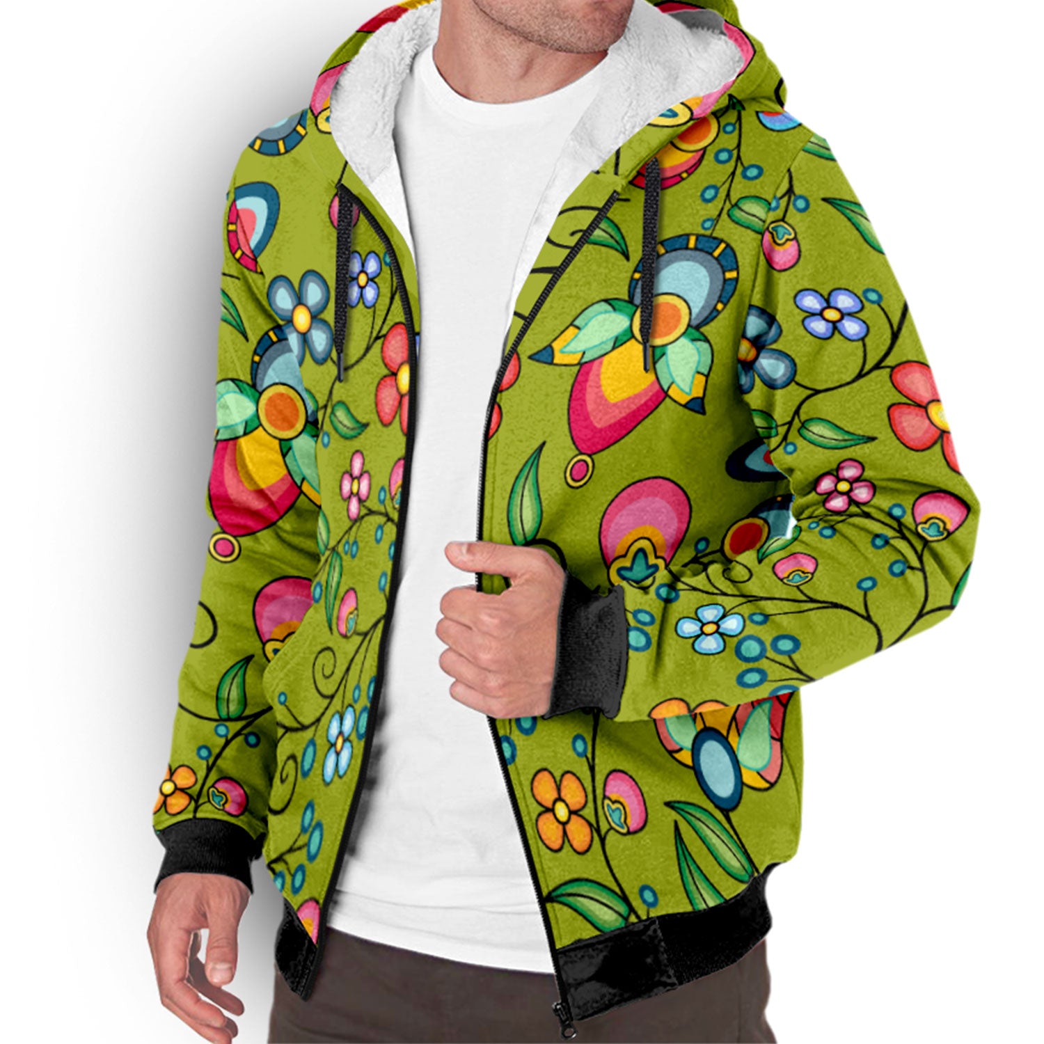 Floral Bounty Sweetgrass Sherpa Hoodie