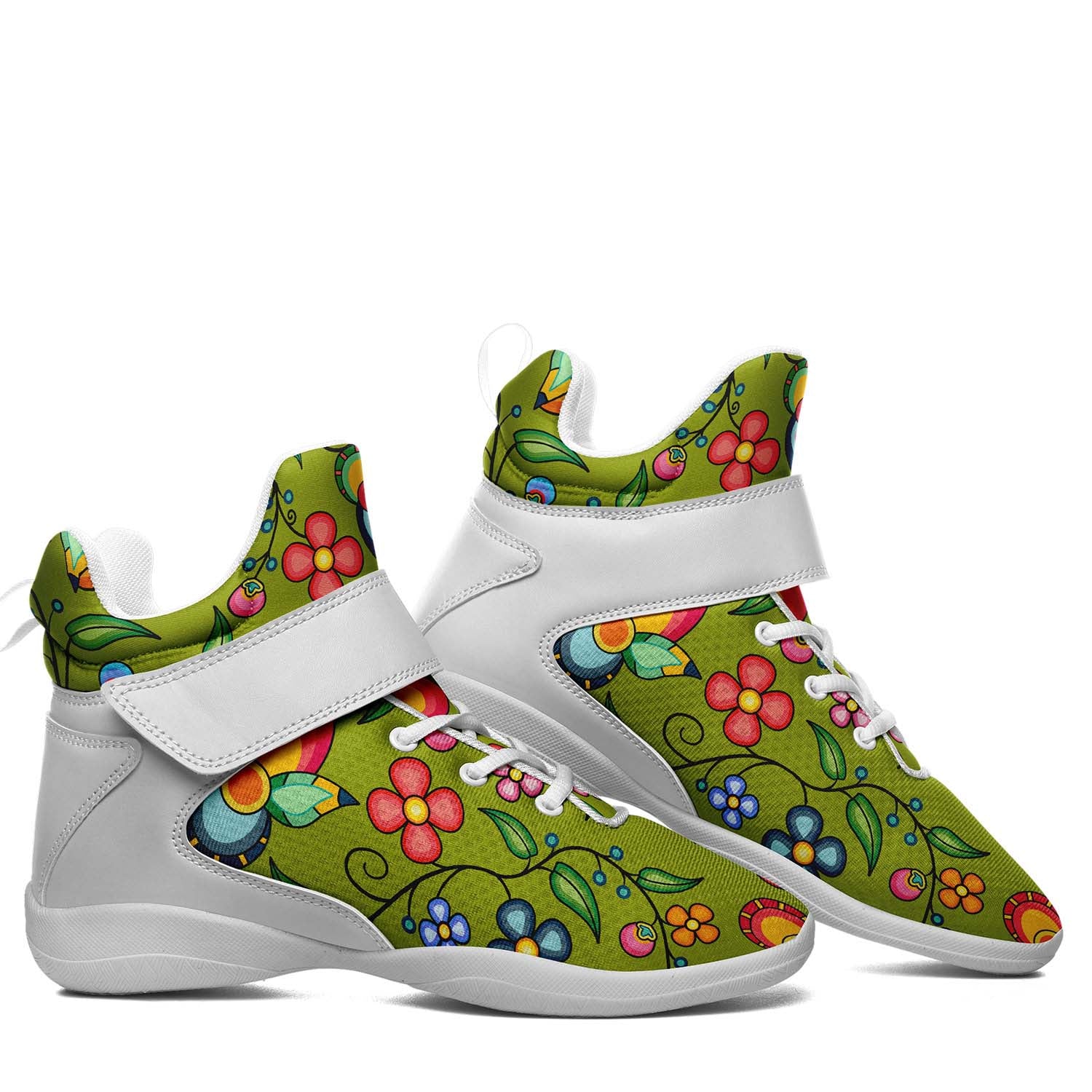 Floral Bounty Sweetgrass Ipottaa Basketball / Sport High Top Shoes - White Sole