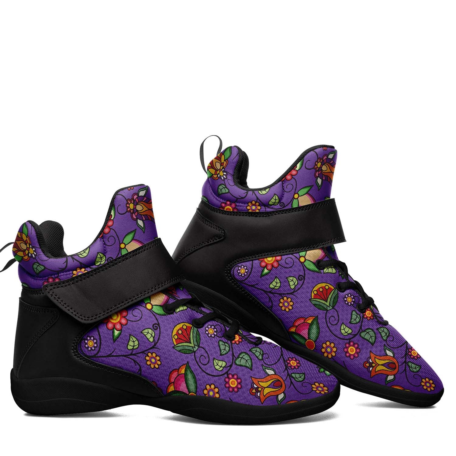 Heartbeat Petals Purple Ipottaa Basketball / Sport High Top Shoes - Black Sole