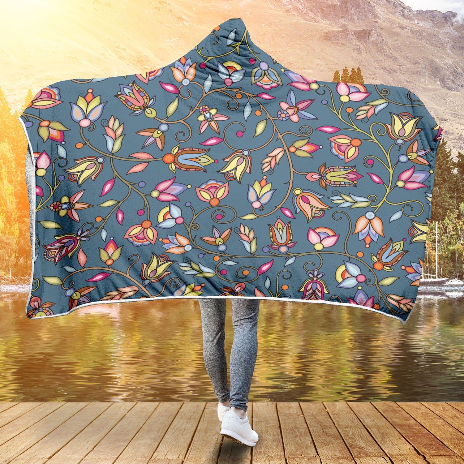 Buffalo Bloom Rainstorm Hooded Blanket