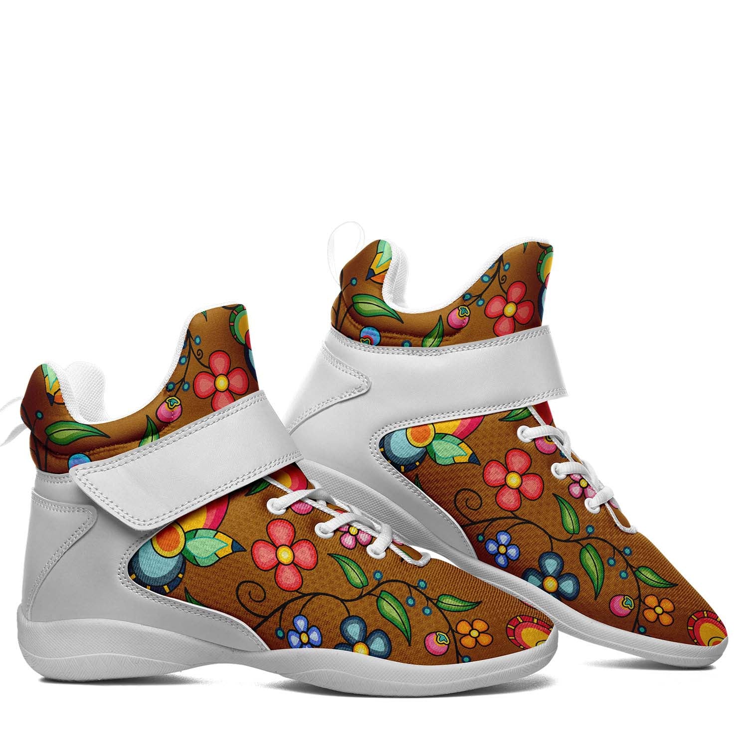 Floral Bounty Fall Leaves Ipottaa Basketball / Sport High Top Shoes - White Sole