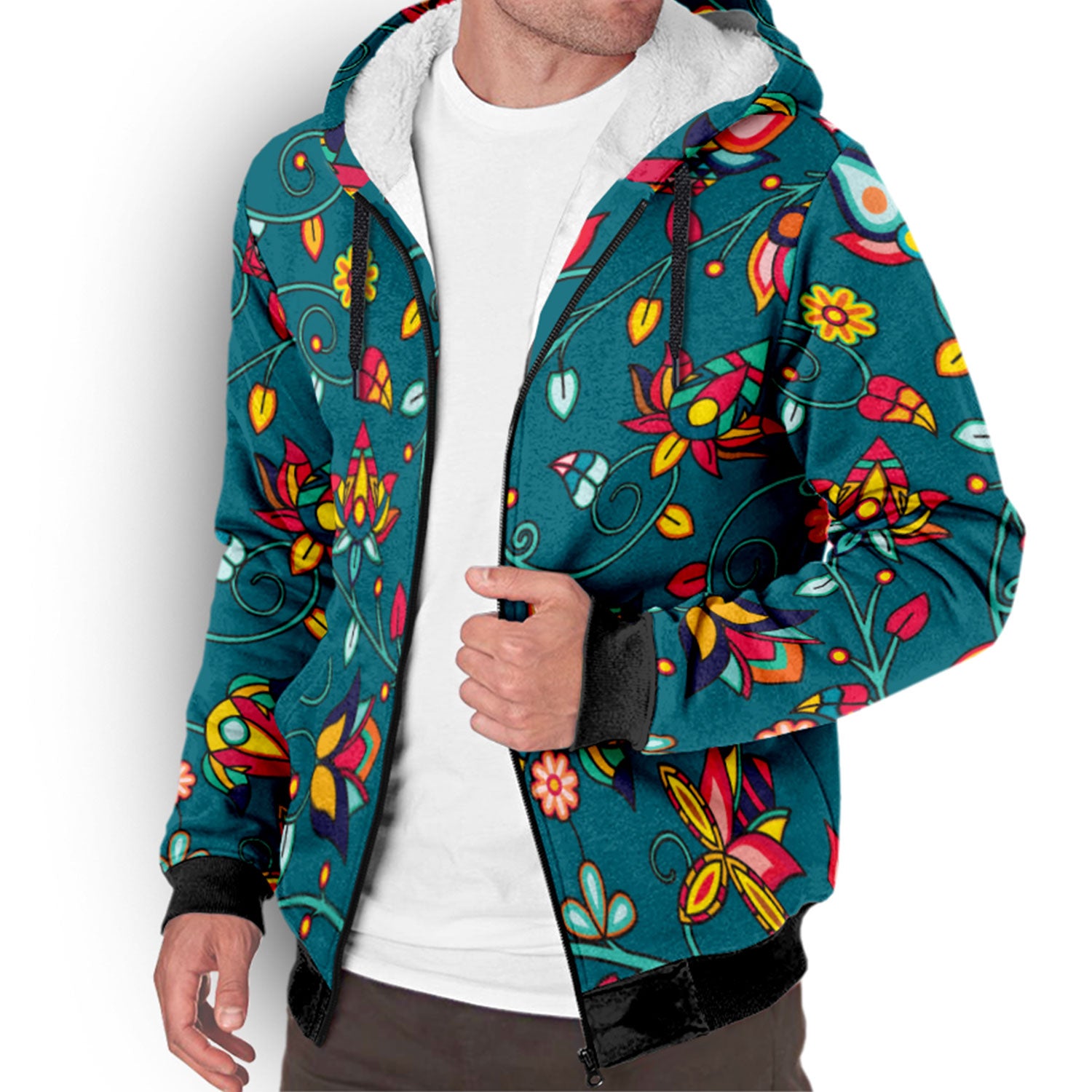 Thorny Path Teal Sherpa Hoodie