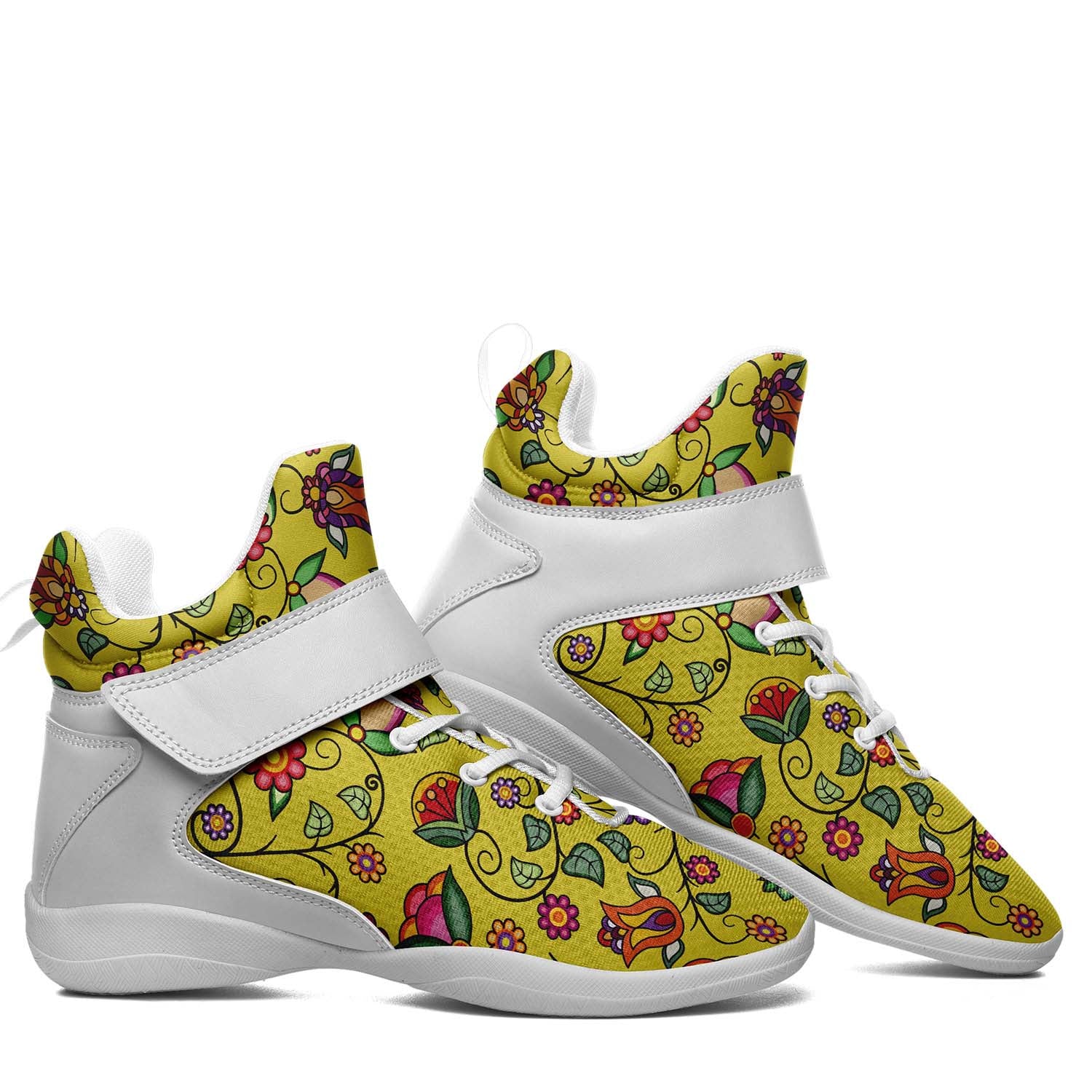 Heartbeat Petals Yellow Ipottaa Basketball / Sport High Top Shoes - White Sole