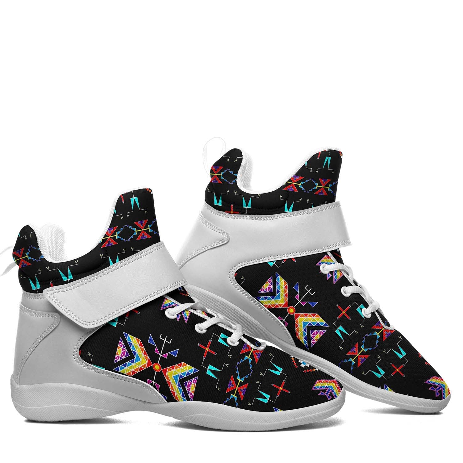 Rainy Chief Rainbow Black Ipottaa Basketball / Sport High Top Shoes - White Sole