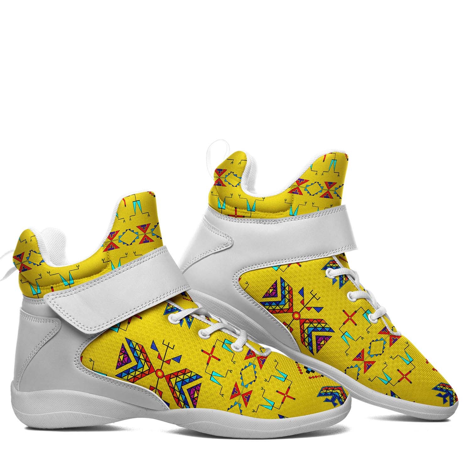 Rainy Chief Rainbow Yellow Ipottaa Basketball / Sport High Top Shoes - White Sole