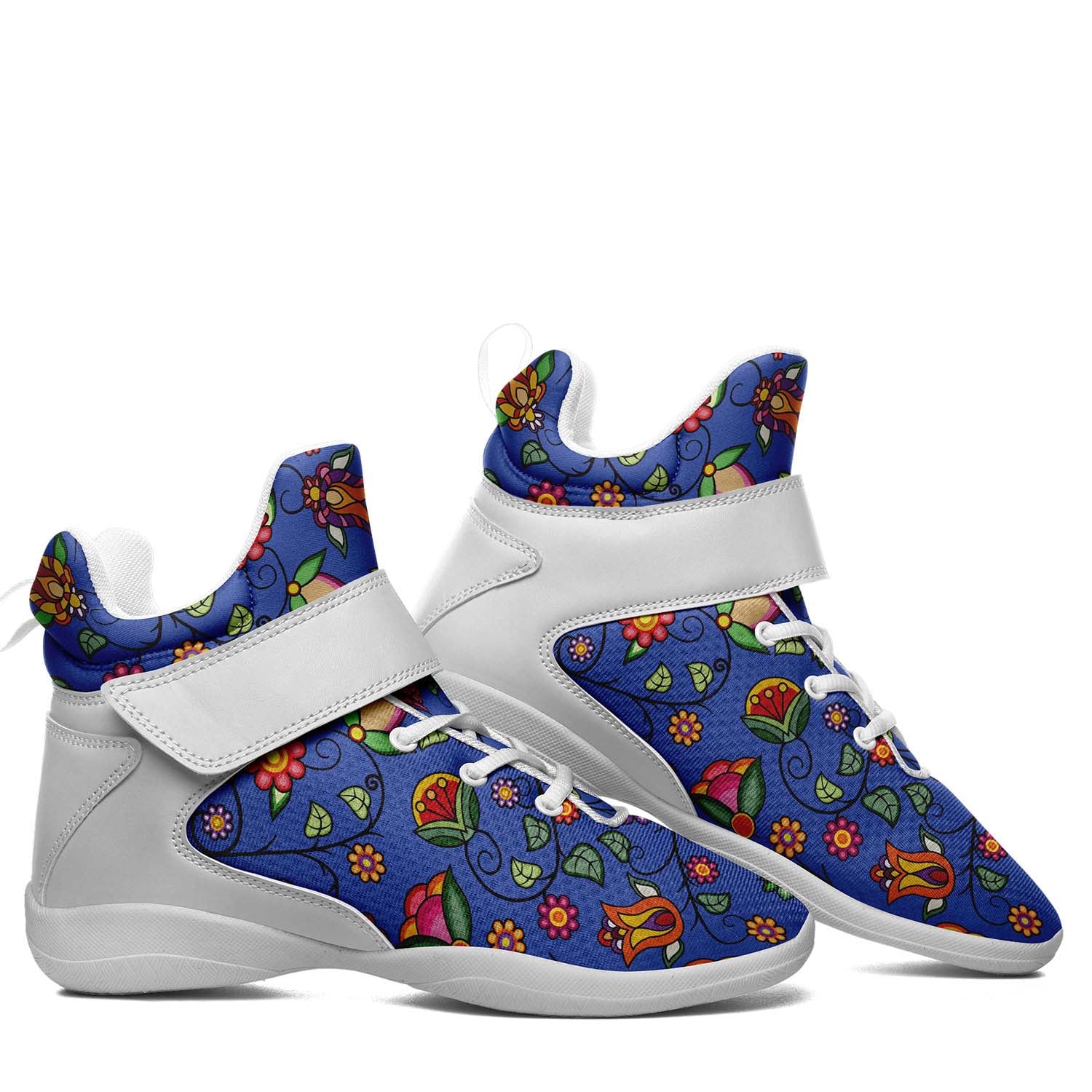 Heartbeat Petals Blue Ipottaa Basketball / Sport High Top Shoes - White Sole