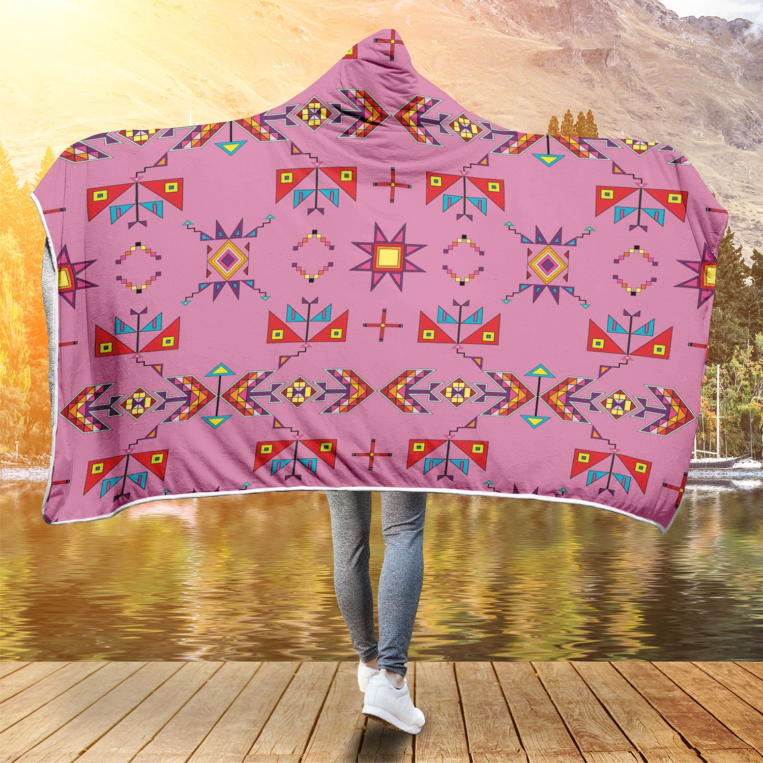 Scattered Generations Pink Hooded Blanket