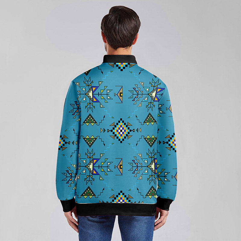 Bear Shield Blue Youth Zippered Collared Lightweight Jacket