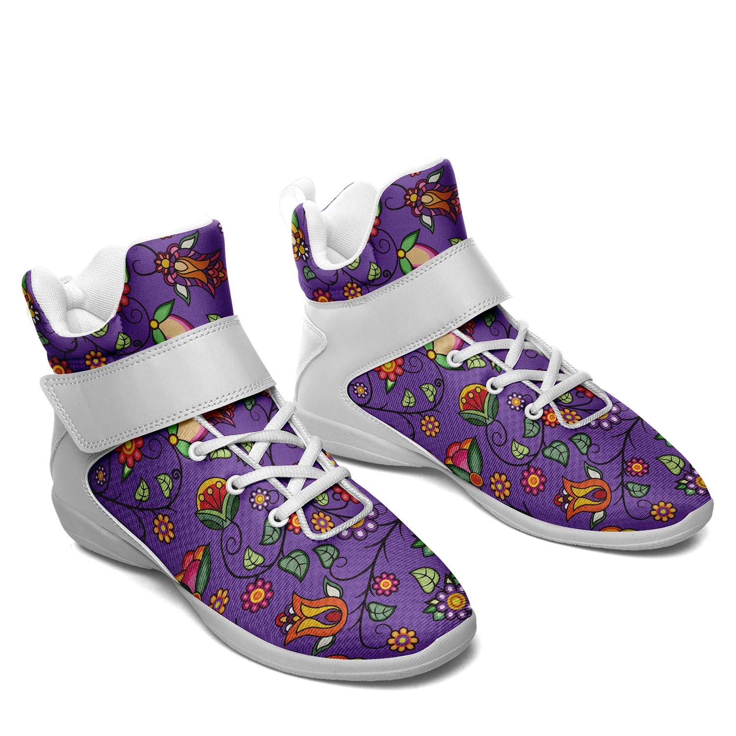 Heartbeat Petals Purple Ipottaa Basketball / Sport High Top Shoes - White Sole