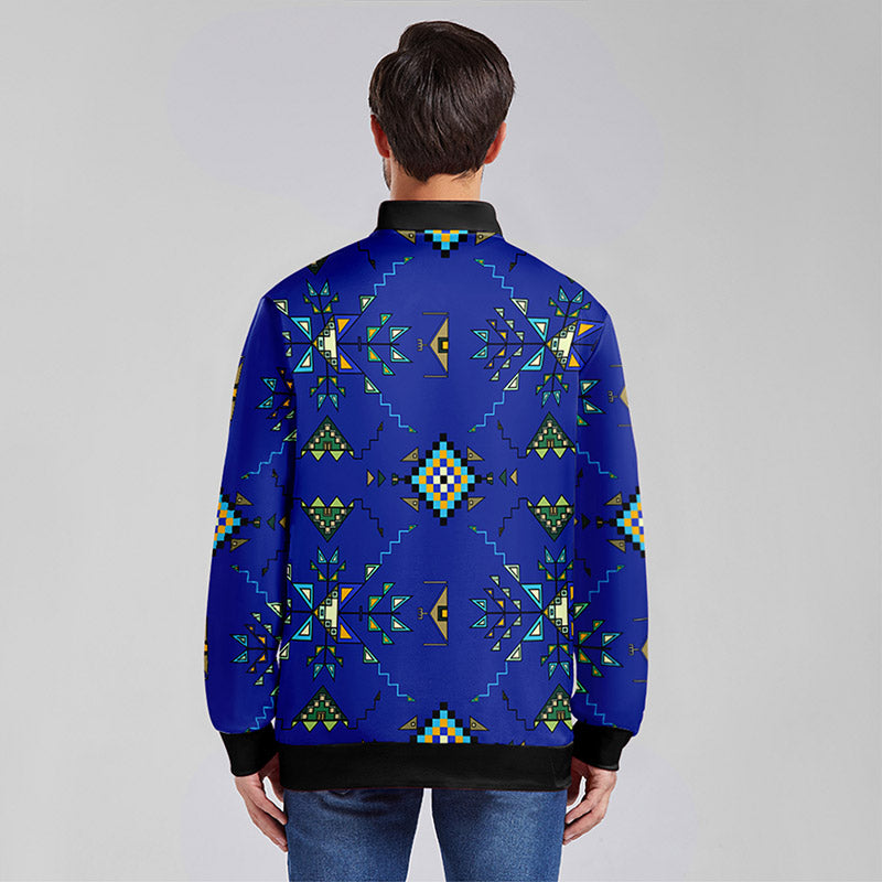 Bear Shield Dark Blue Zippered Collared Lightweight Jacket