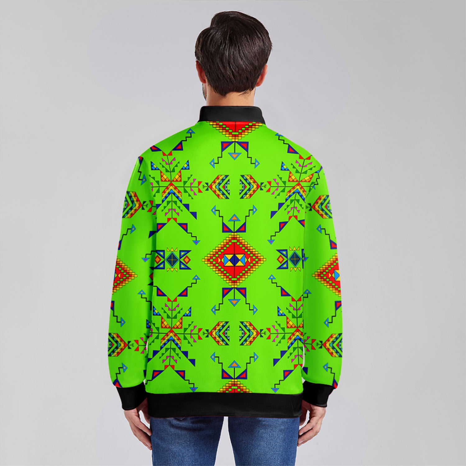 Buffalo Jump Neon Green Zippered Collared Lightweight Jacket