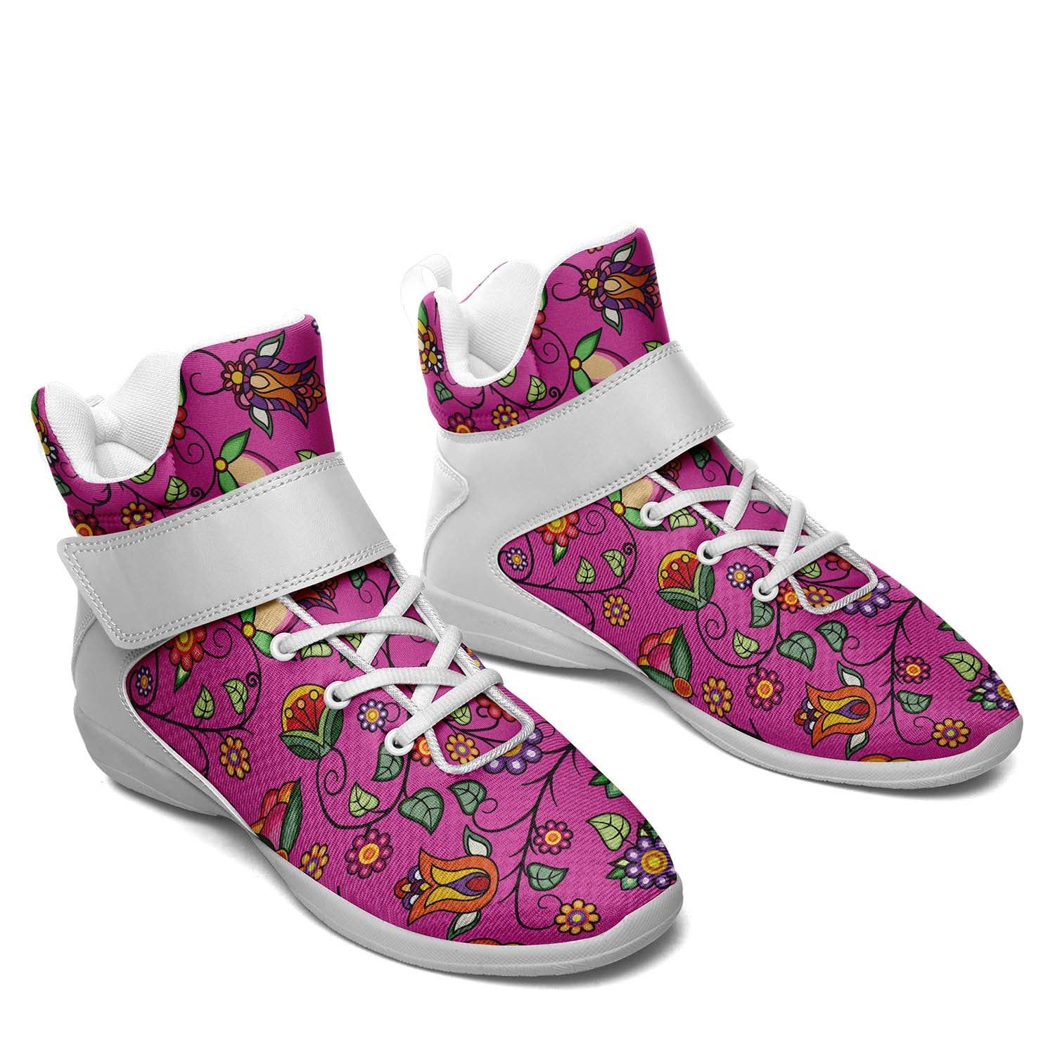 Heartbeat Petals Pink Ipottaa Basketball / Sport High Top Shoes - White Sole
