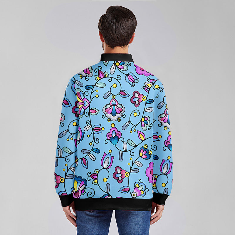 Autumn Bundle Blessing Blue Zippered Collared Lightweight Jacket