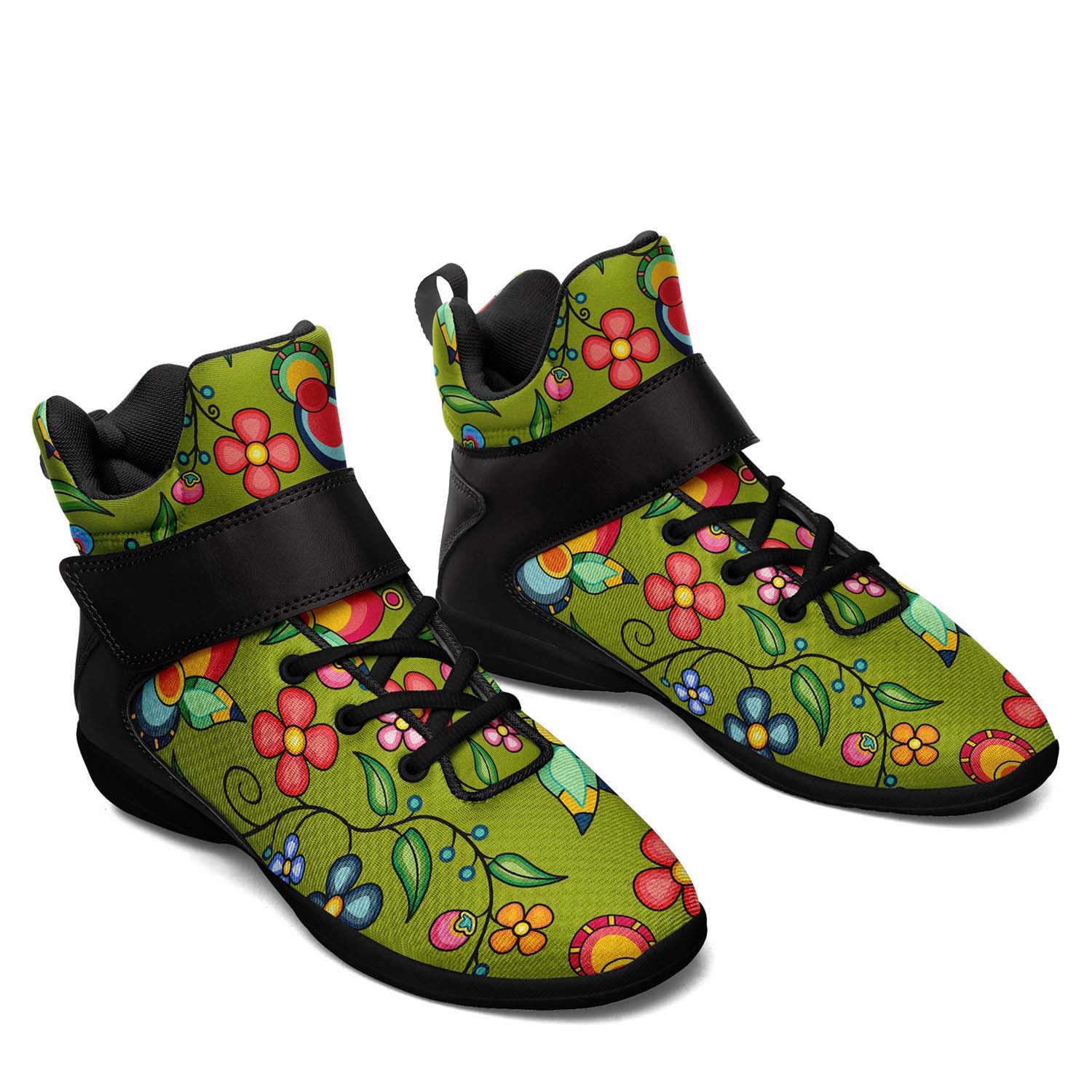 Floral Bounty Sweetgrass Ipottaa Basketball / Sport High Top Shoes - Black Sole