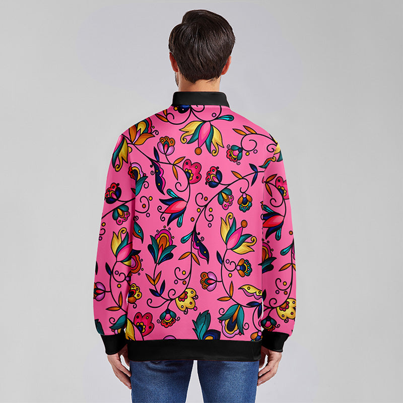 Copper Prairie Petals Pink Zippered Collared Lightweight Jacket