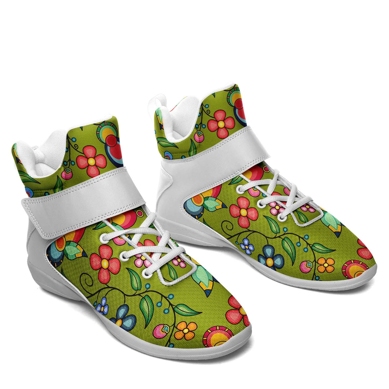 Floral Bounty Sweetgrass Ipottaa Basketball / Sport High Top Shoes - White Sole