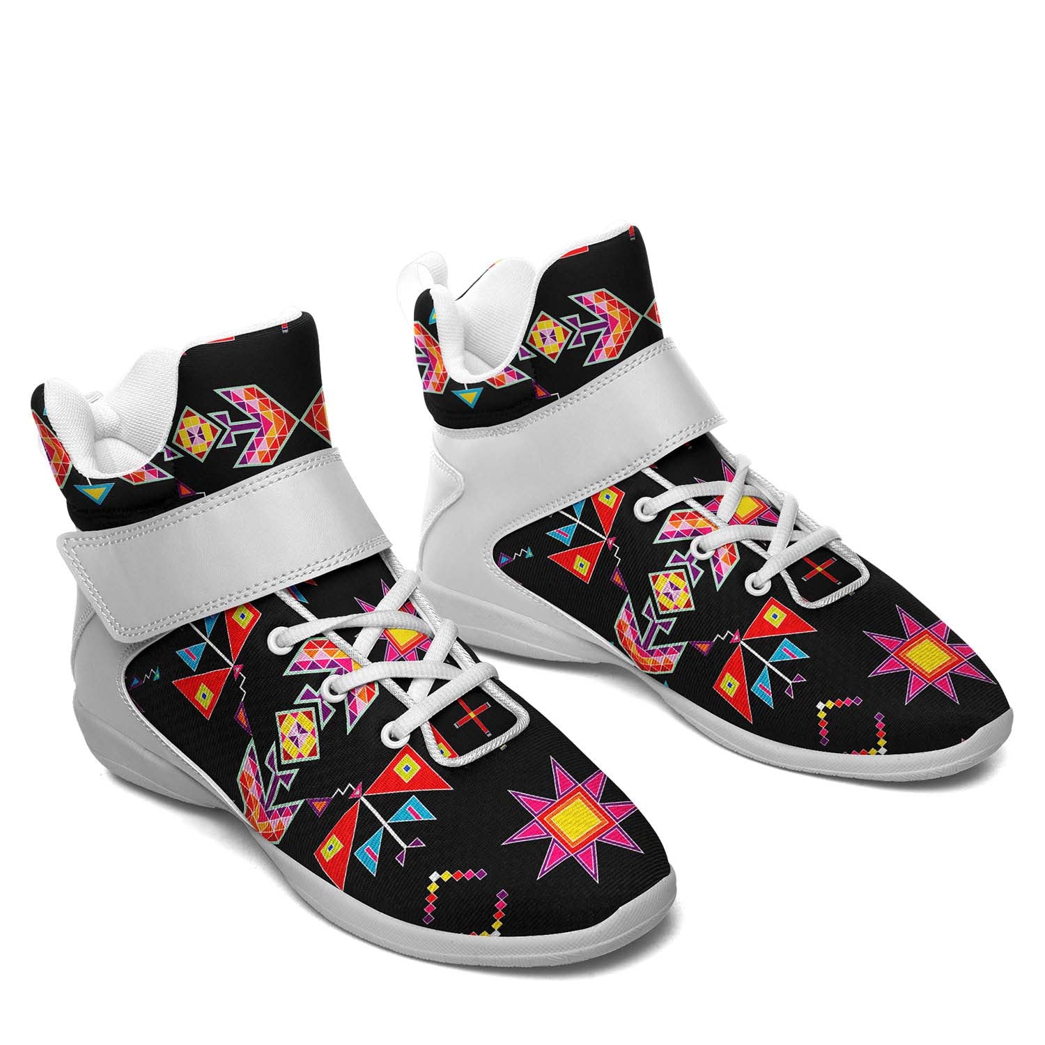 Scattered Generations Black Ipottaa Basketball / Sport High Top Shoes - White Sole