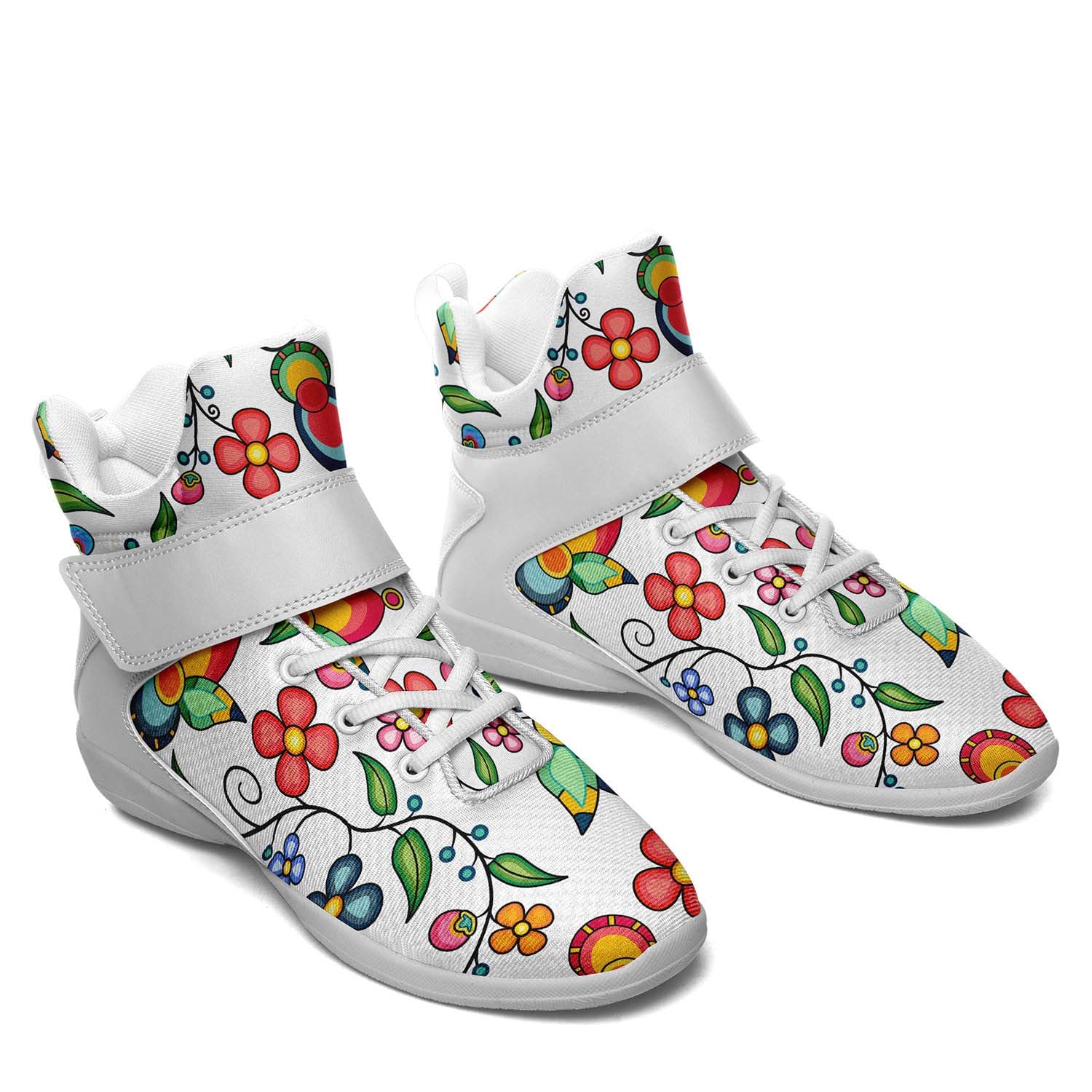 Floral Bounty White Ipottaa Basketball / Sport High Top Shoes - White Sole