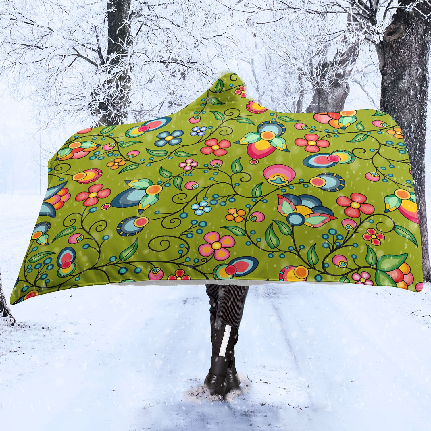 Floral Bounty Sweetgrass Hooded Blanket