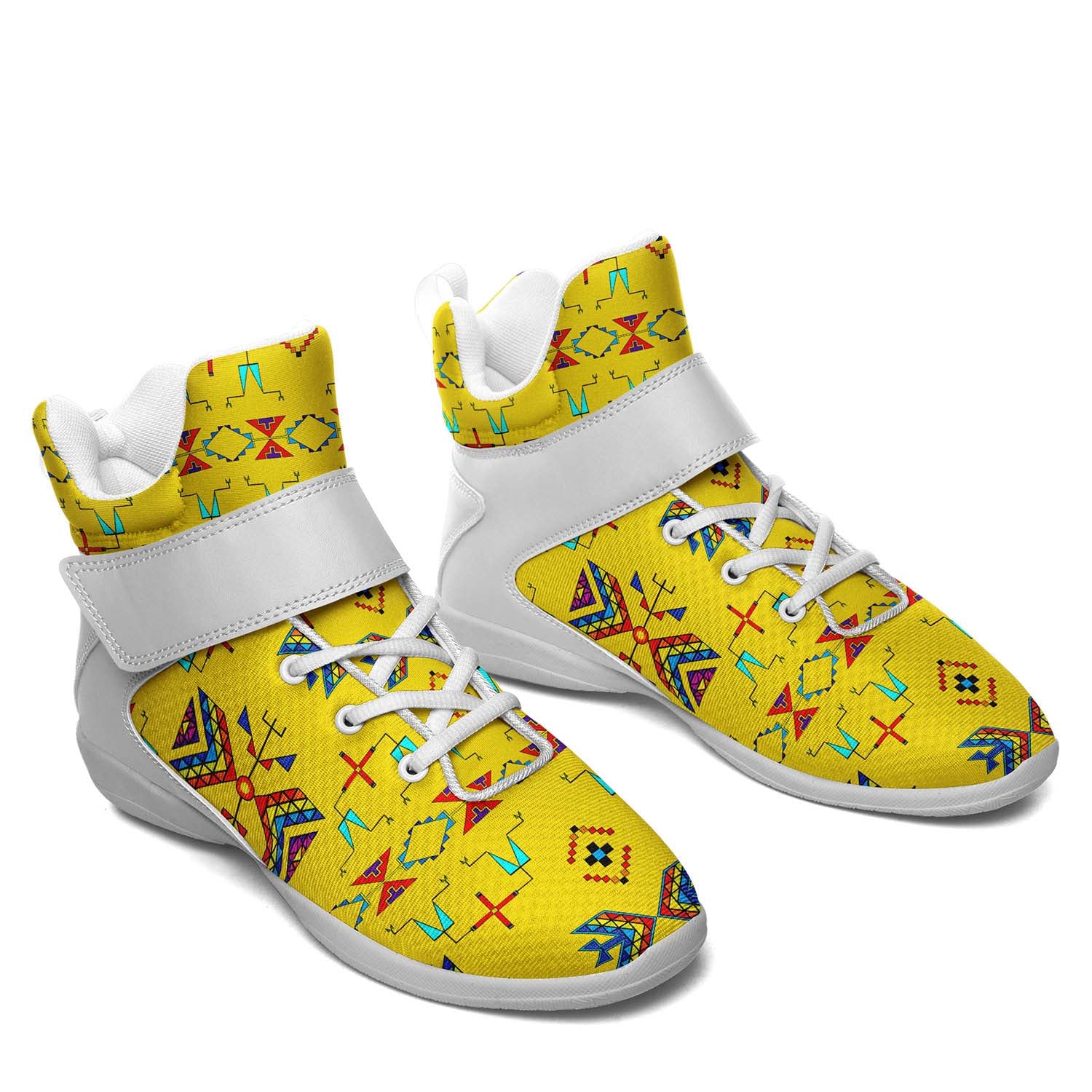 Rainy Chief Rainbow Yellow Ipottaa Basketball / Sport High Top Shoes - White Sole