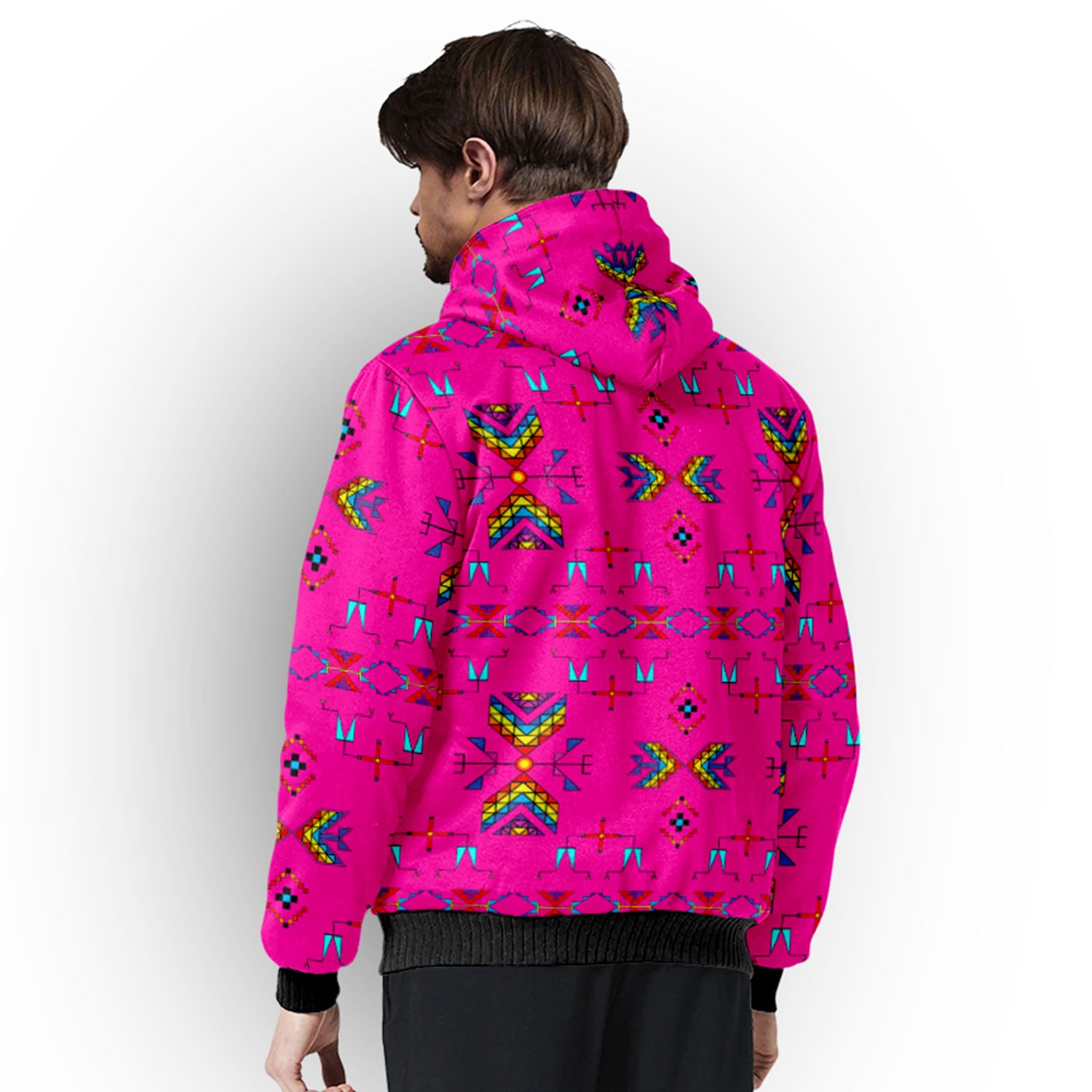 Rainy Chief Rainbow Hot Pink Sherpa Hoodie