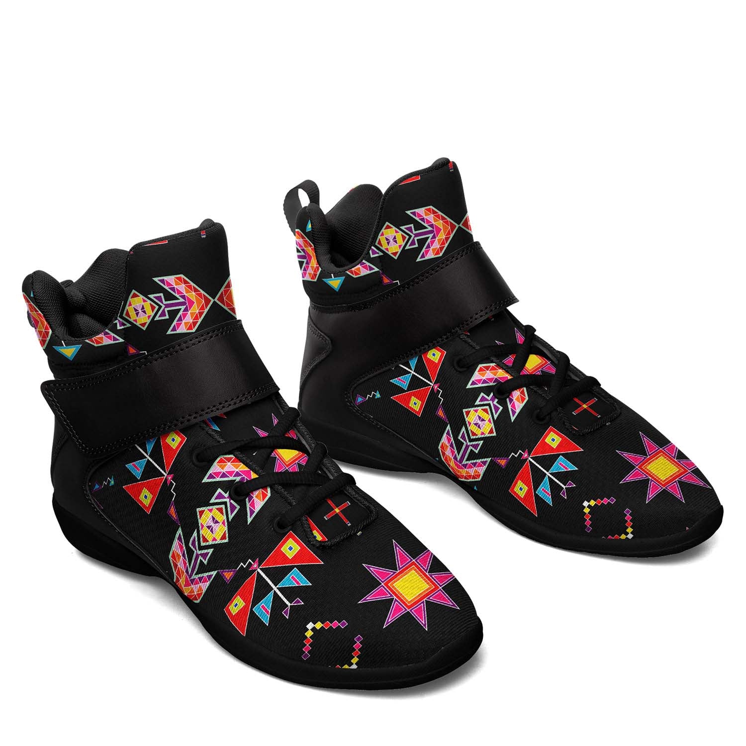 Scattered Generations Black Ipottaa Basketball / Sport High Top Shoes - Black Sole