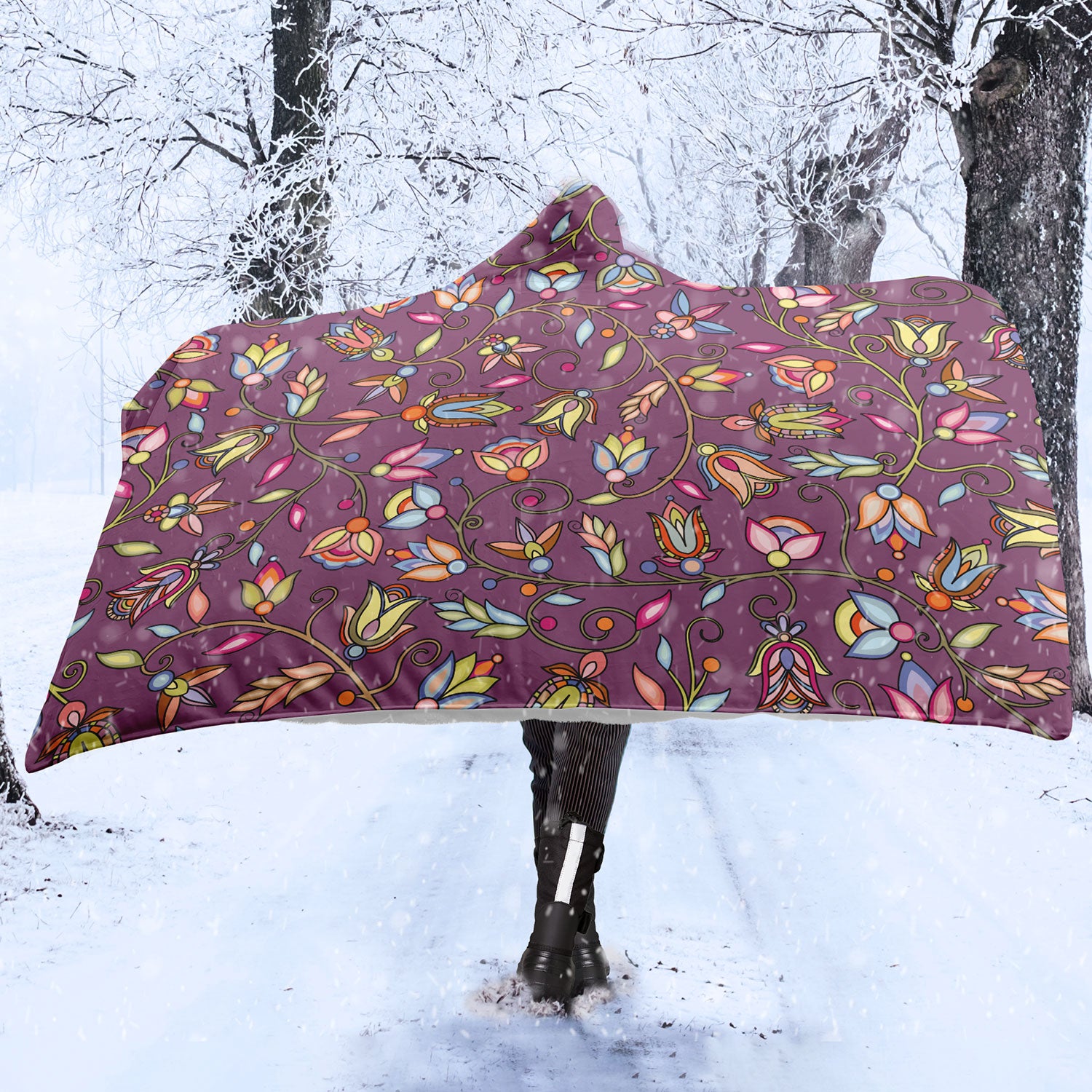 Buffalo Bloom Berry Bush Hooded Blanket