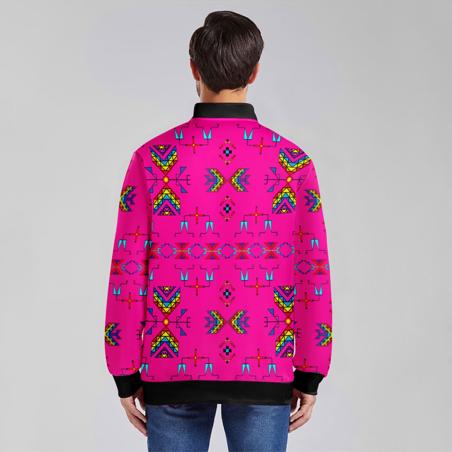 Rainy Chief Rainbow Hot Pink Zippered Collared Lightweight Jacket