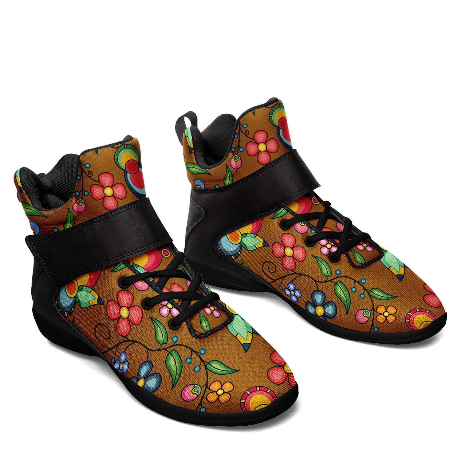 Floral Bounty Fall Leaves Ipottaa Basketball / Sport High Top Shoes - Black Sole