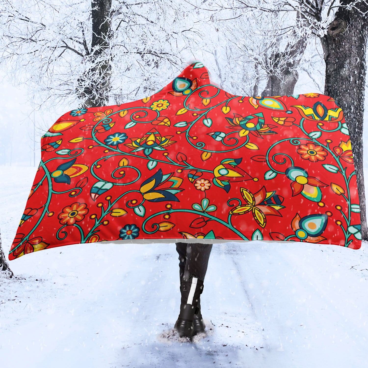 Thorny Path Red Hooded Blanket