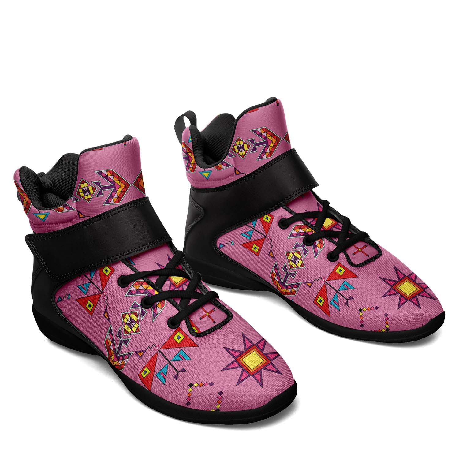 Scattered Generations Pink Ipottaa Basketball / Sport High Top Shoes - Black Sole