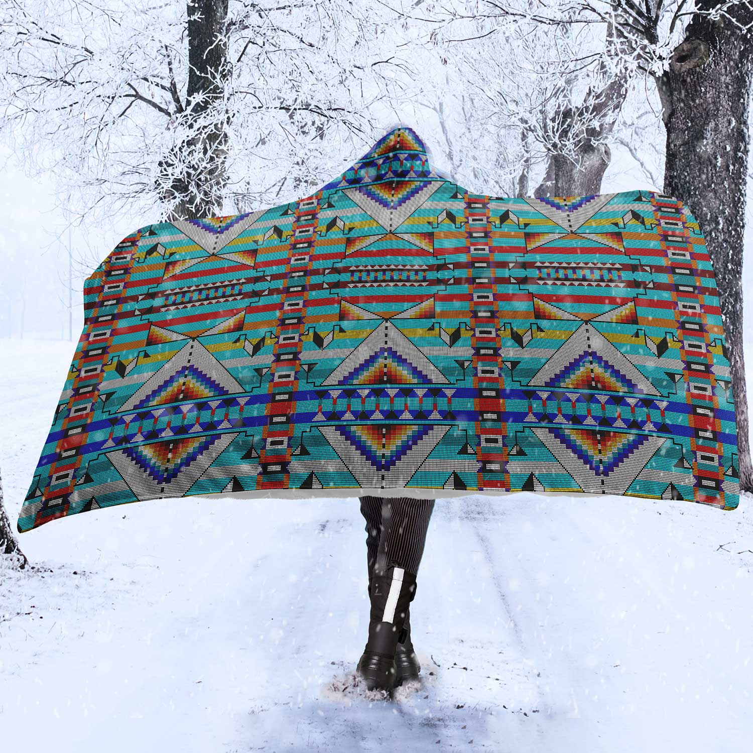 Medicine Blessing Turquoise Hooded Blanket