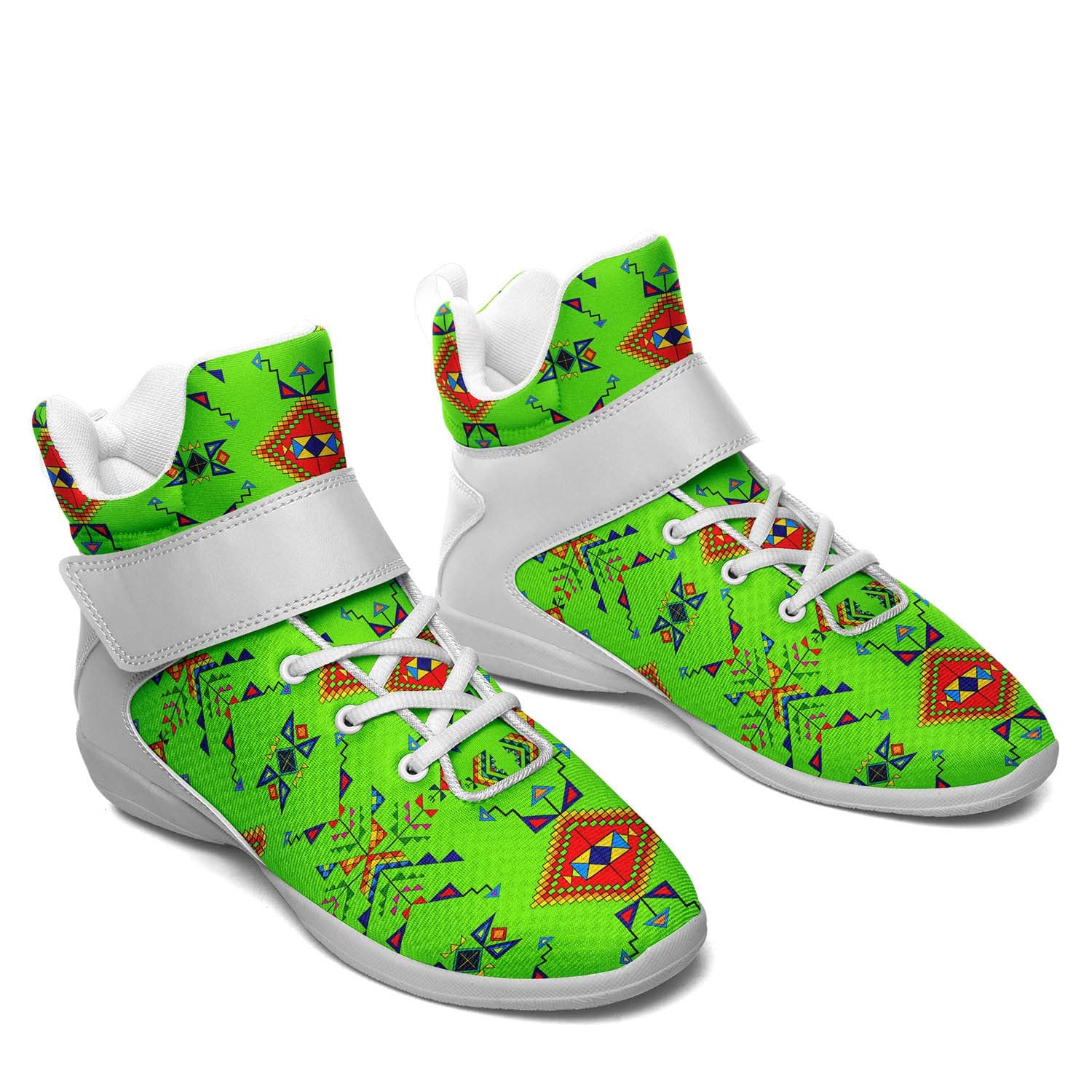 Buffalo Jump Neon Green Ipottaa Basketball / Sport High Top Shoes - White Sole