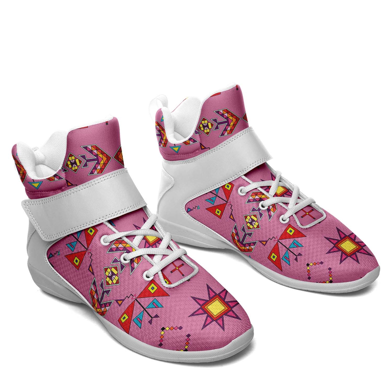 Scattered Generations Pink Ipottaa Basketball / Sport High Top Shoes - White Sole