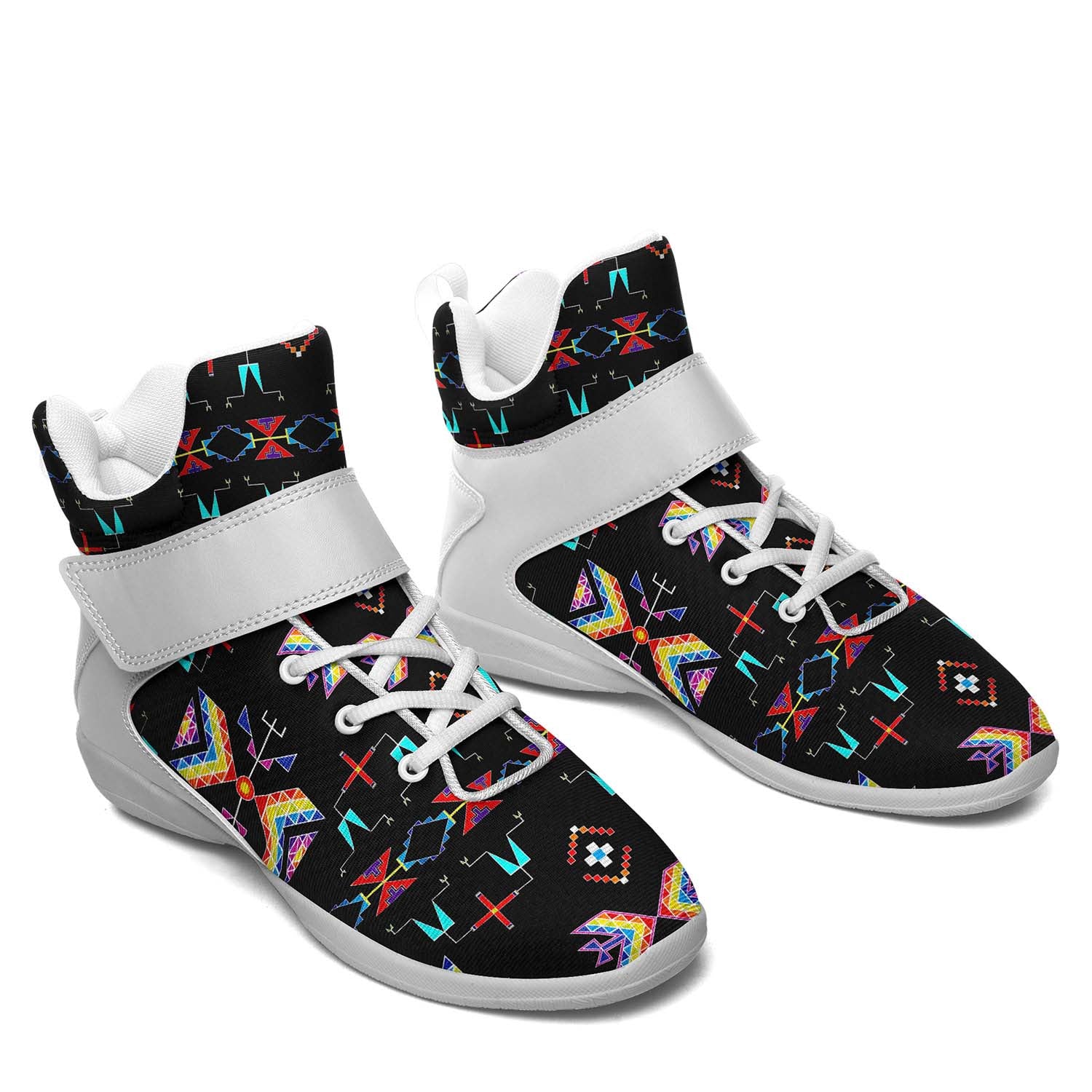 Rainy Chief Rainbow Black Ipottaa Basketball / Sport High Top Shoes - White Sole