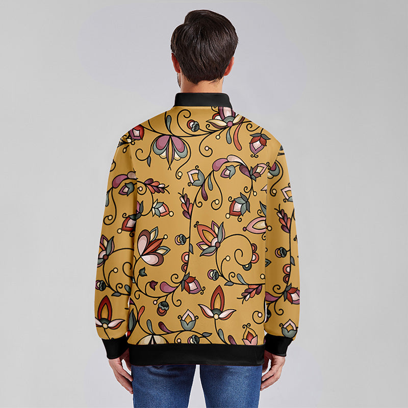 Burnt Sky Petals Gold Youth Zippered Collared Lightweight Jacket