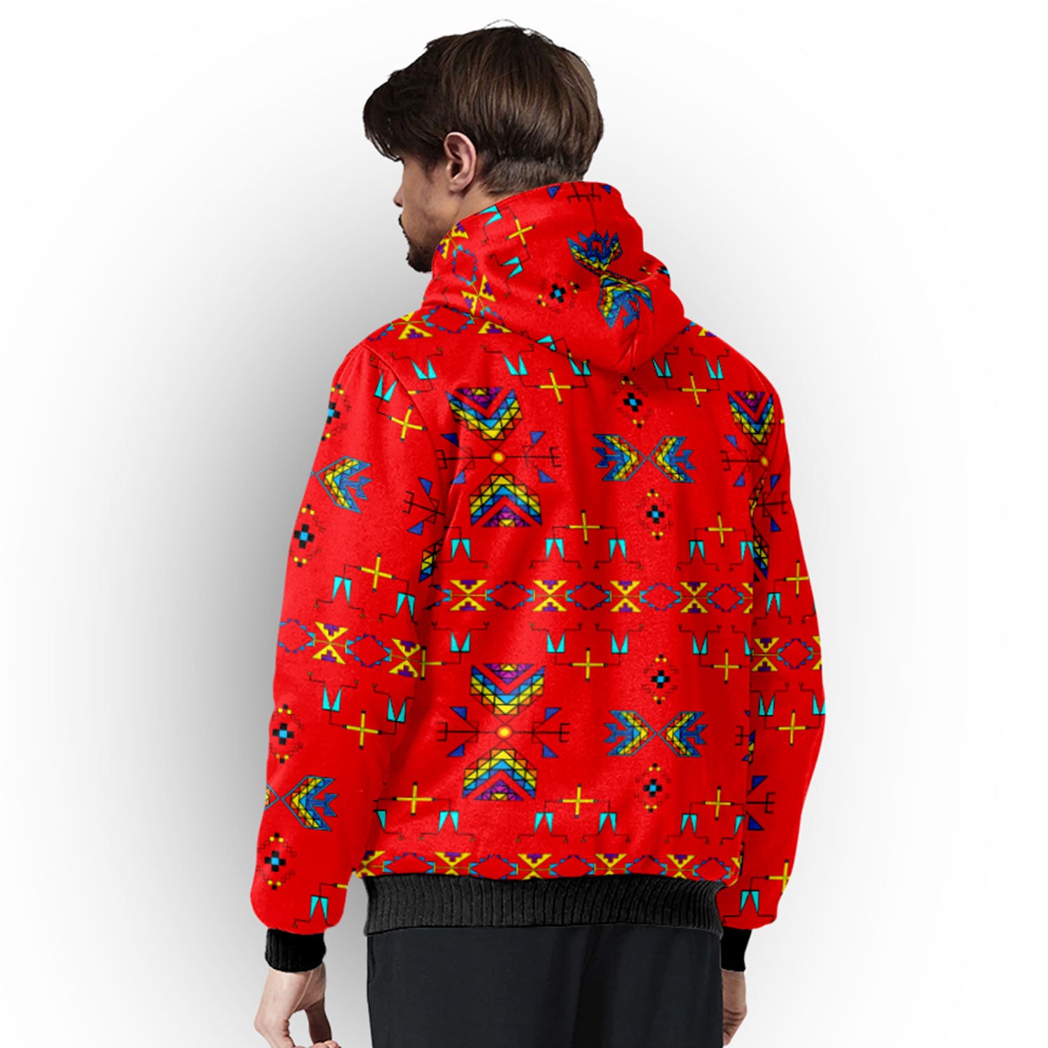 Rainy Chief Rainbow Red Sherpa Hoodie