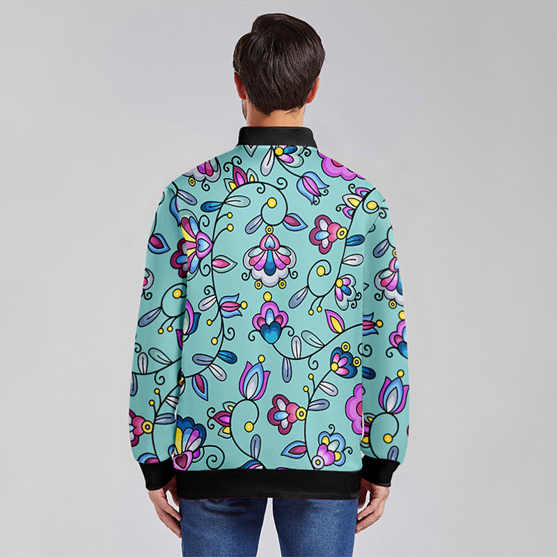 Autumn Bundle Blessing Turquoise Zippered Collared Lightweight Jacket