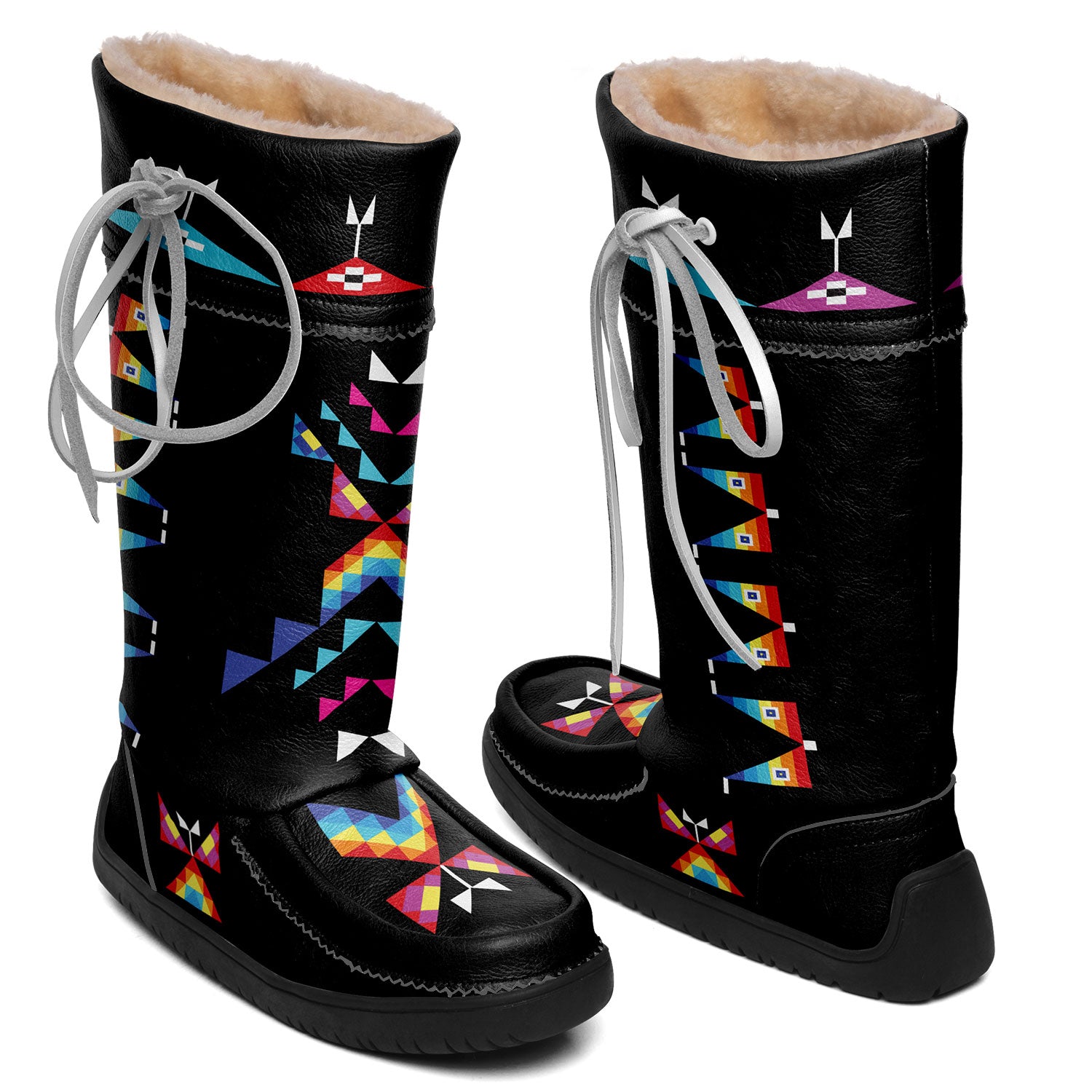 Healing Rainbow Path Black Real Leather MocLux