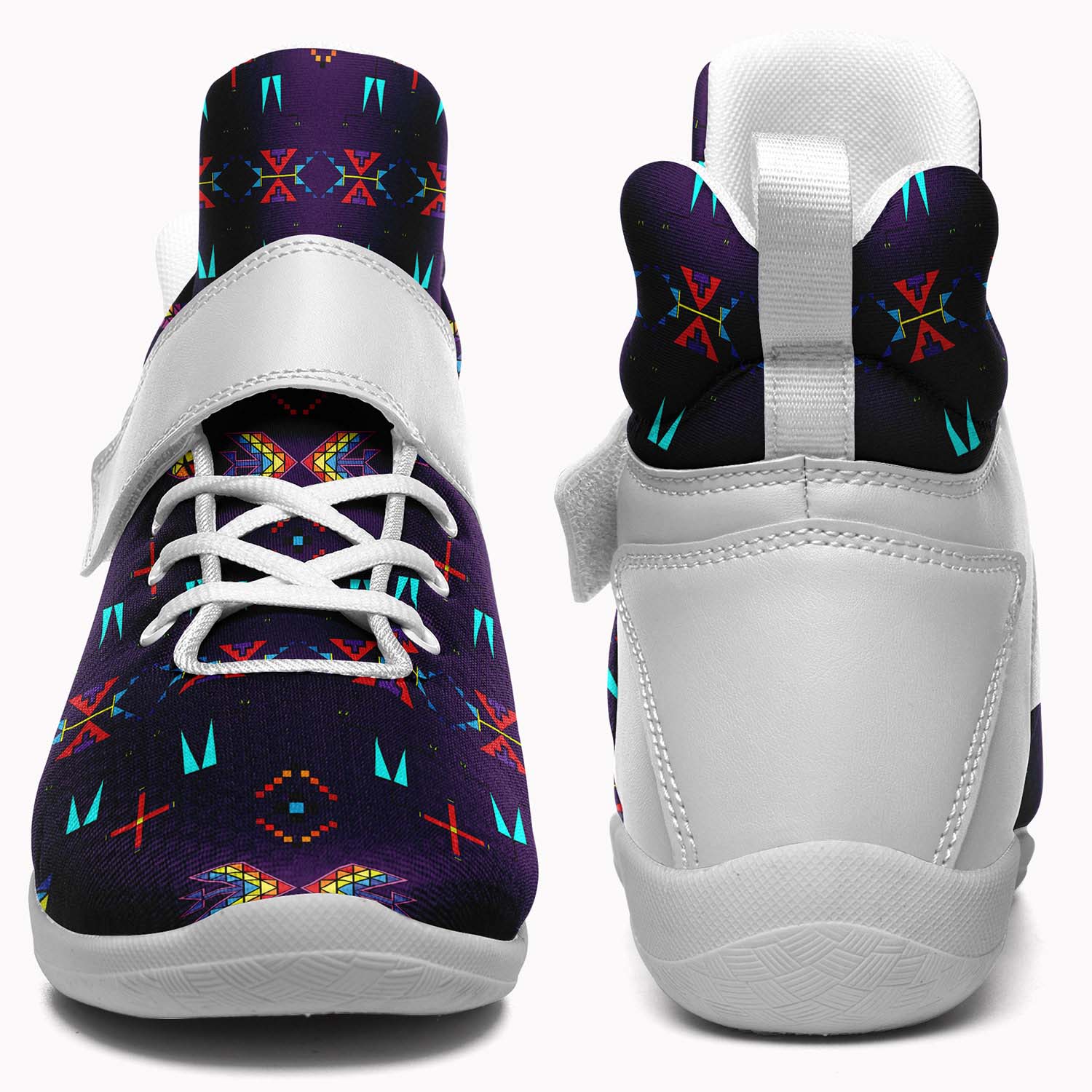 Rainy Chief Rainbow Dark Purple Ipottaa Basketball / Sport High Top Shoes - White Sole