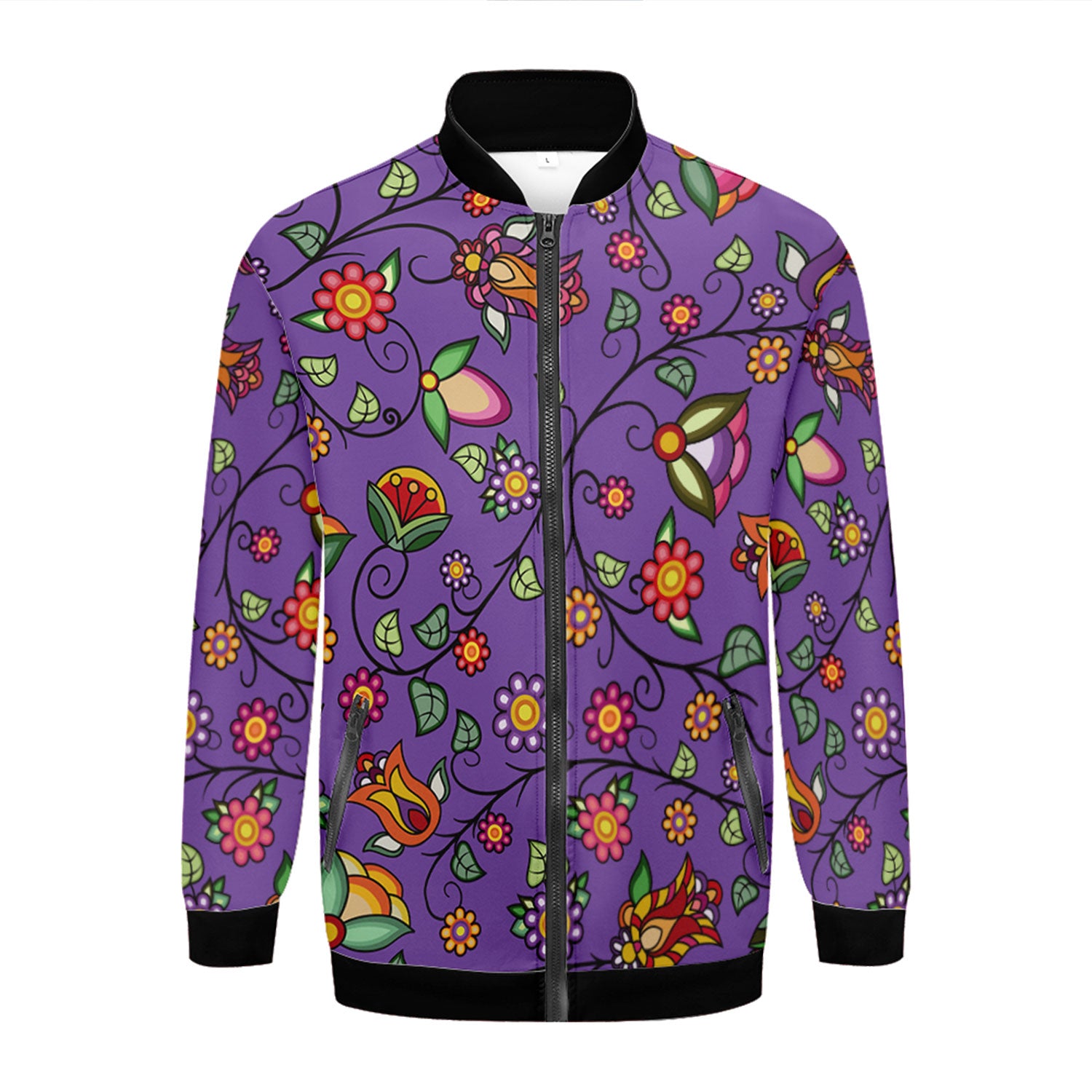 Heartbeat Petals Purple Zippered Collared Lightweight Jacket