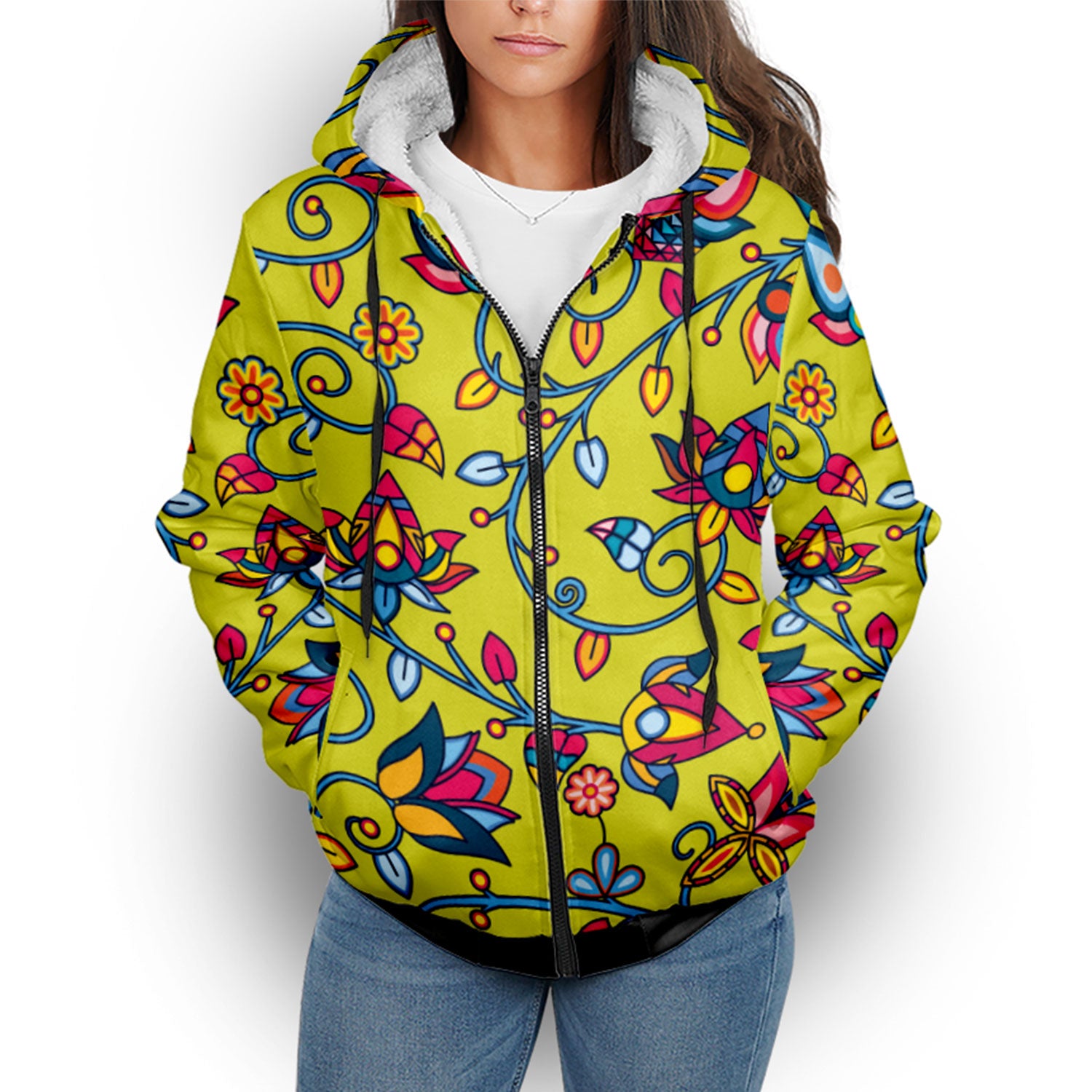 Thorny Path Yellow Sherpa Hoodie