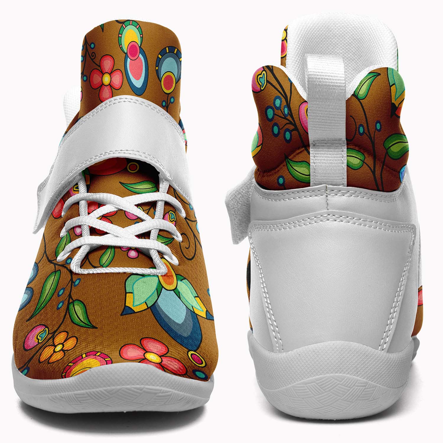 Floral Bounty Fall Leaves Ipottaa Basketball / Sport High Top Shoes - White Sole