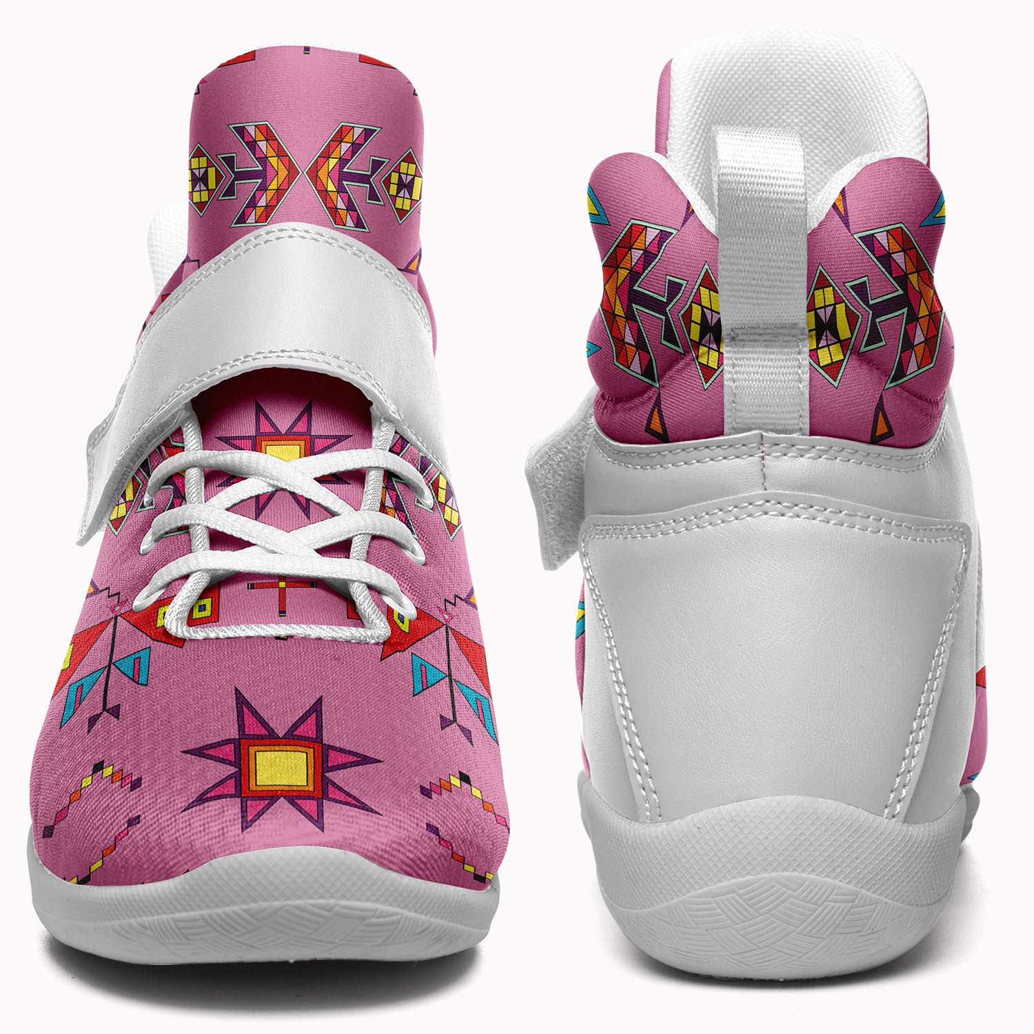 Scattered Generations Pink Ipottaa Basketball / Sport High Top Shoes - White Sole