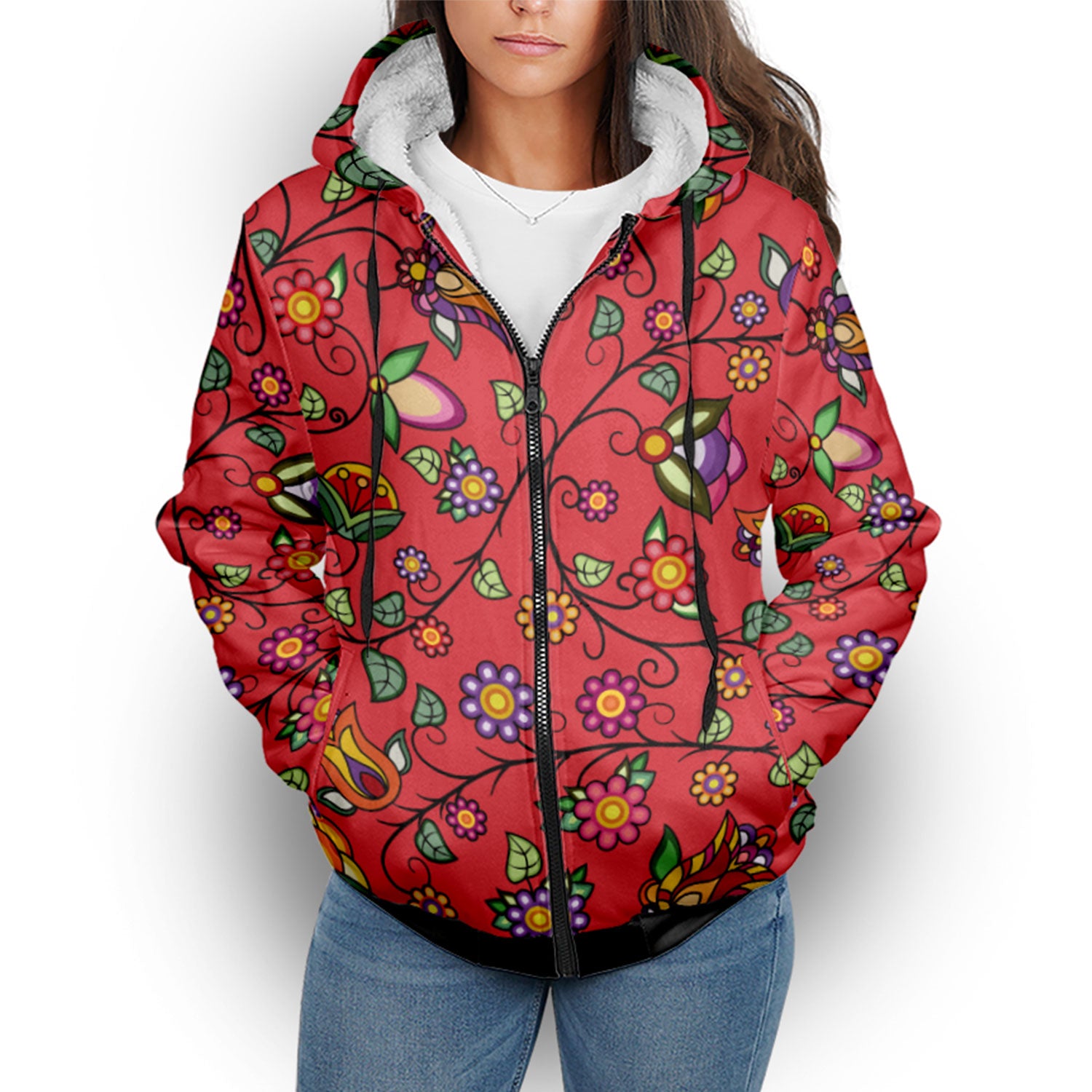 Heartbeat Petals Red Sherpa Hoodie