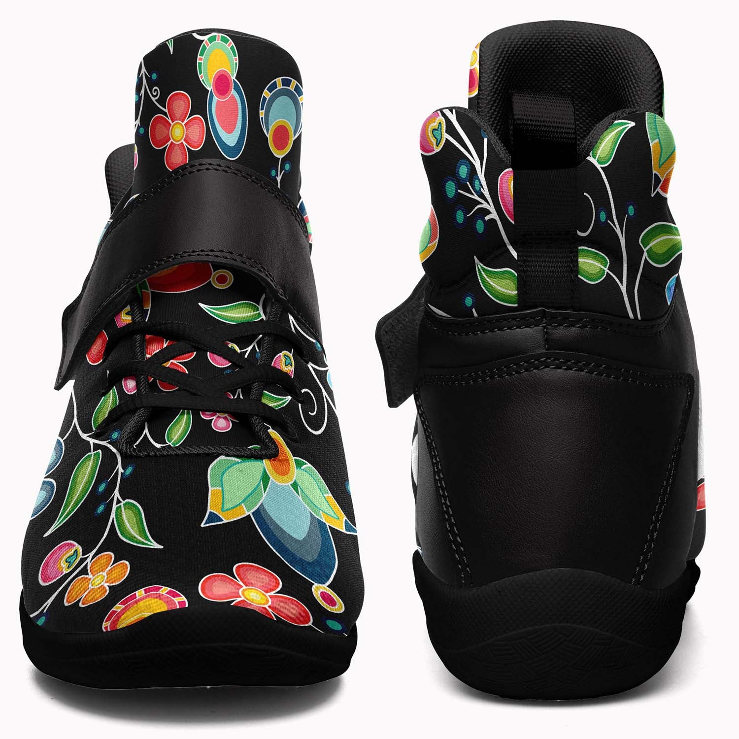 Floral Bounty Black Ipottaa Basketball / Sport High Top Shoes - Black Sole
