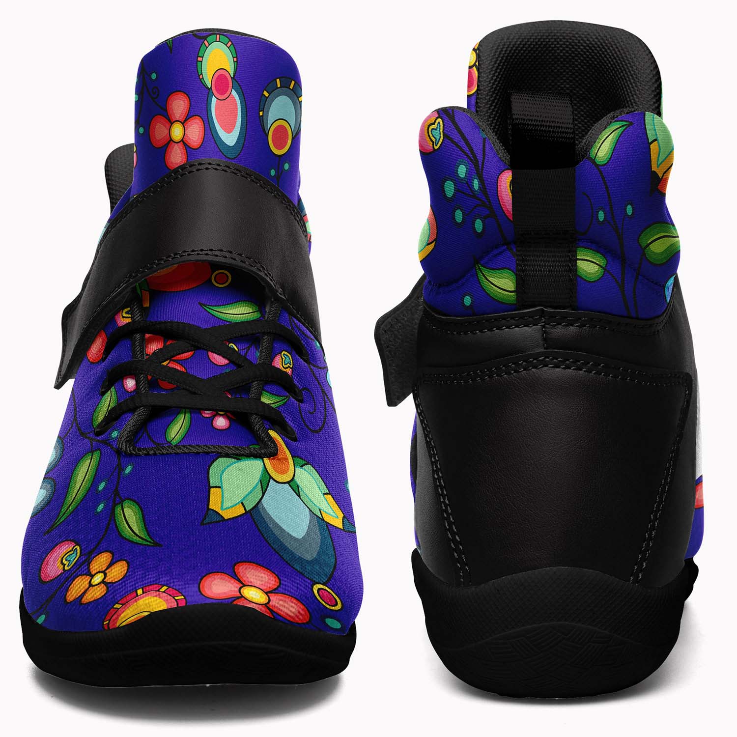 Floral Bounty Blue Ipottaa Basketball / Sport High Top Shoes - Black Sole