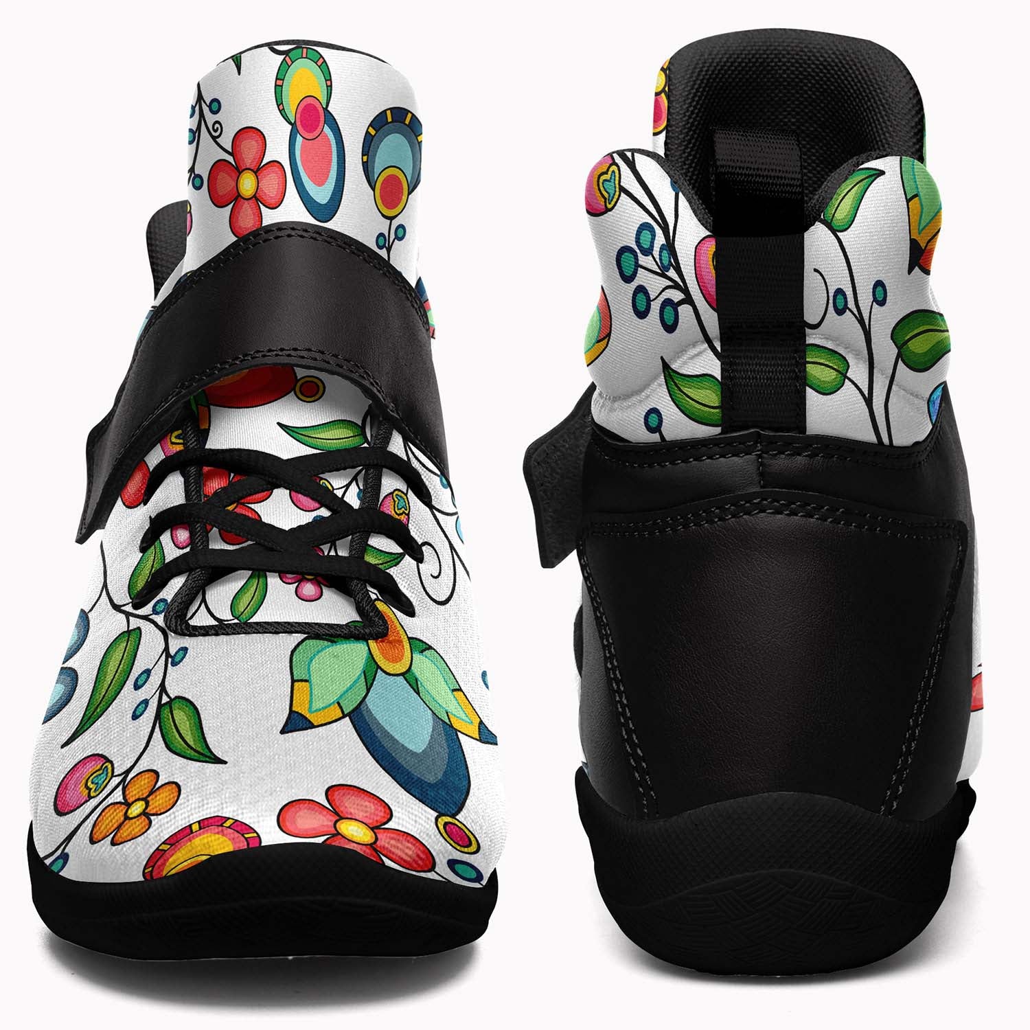 Floral Bounty White Ipottaa Basketball / Sport High Top Shoes - Black Sole
