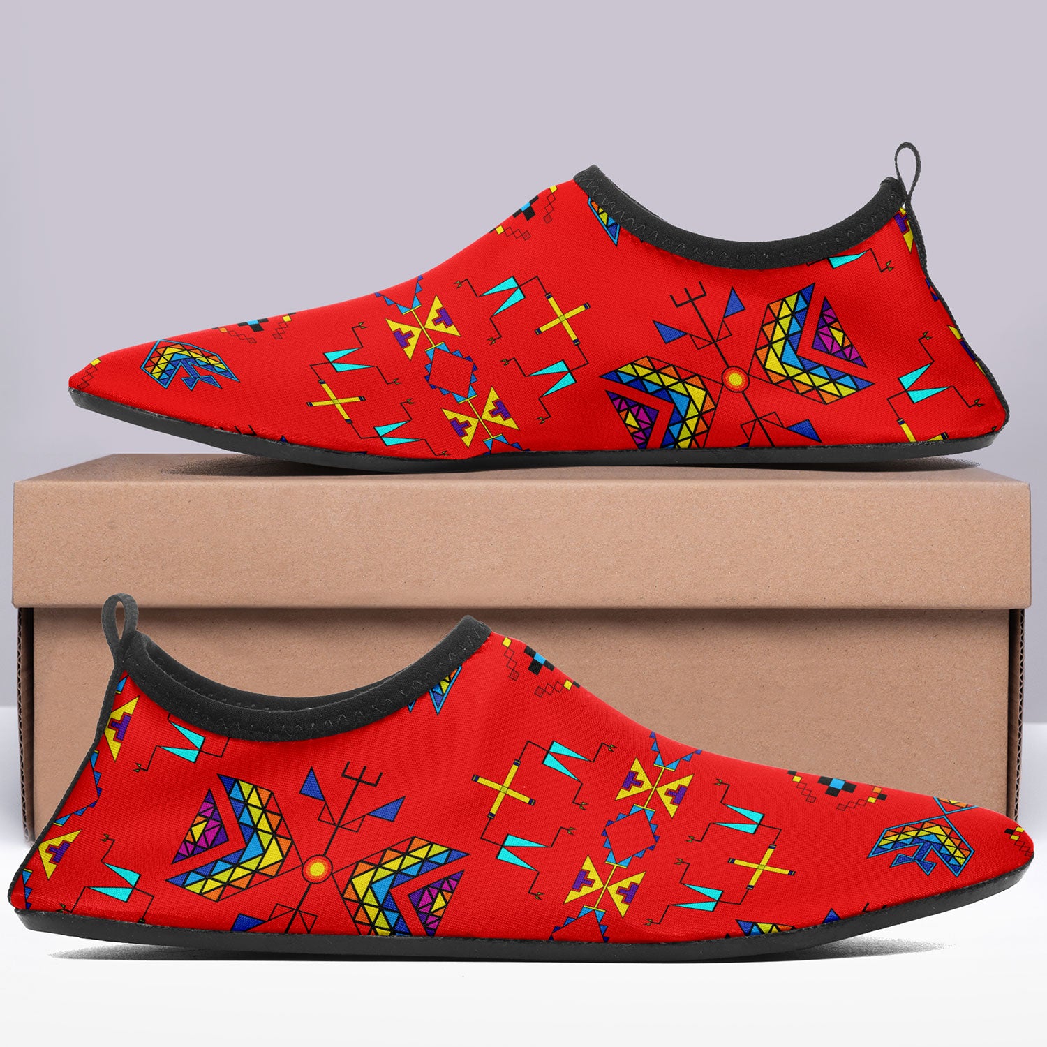 Rainy Chief Rainbow Red Kid's Sockamoccs Slip On Shoes