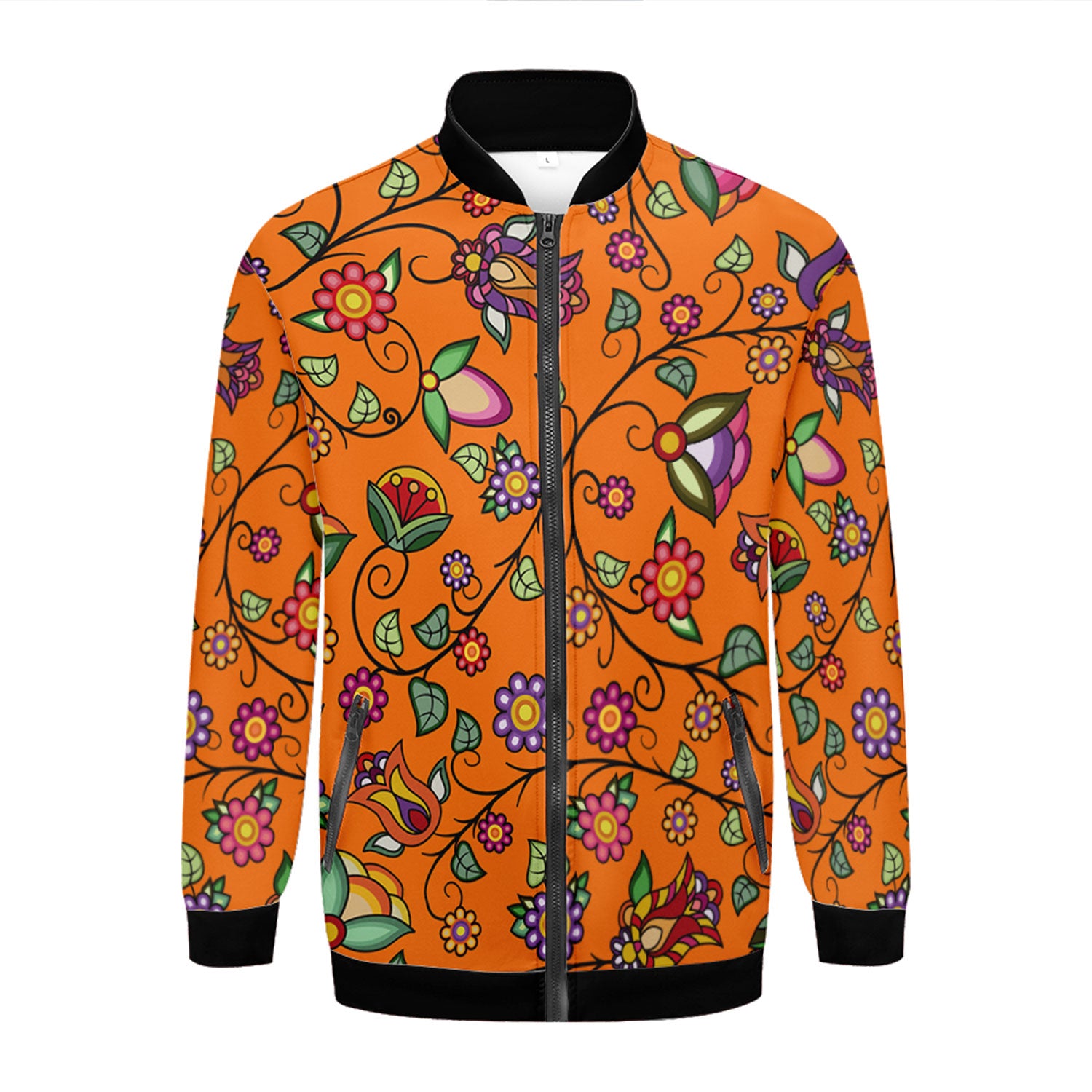 Heartbeat Petals ECM Orange Zippered Collared Lightweight Jacket